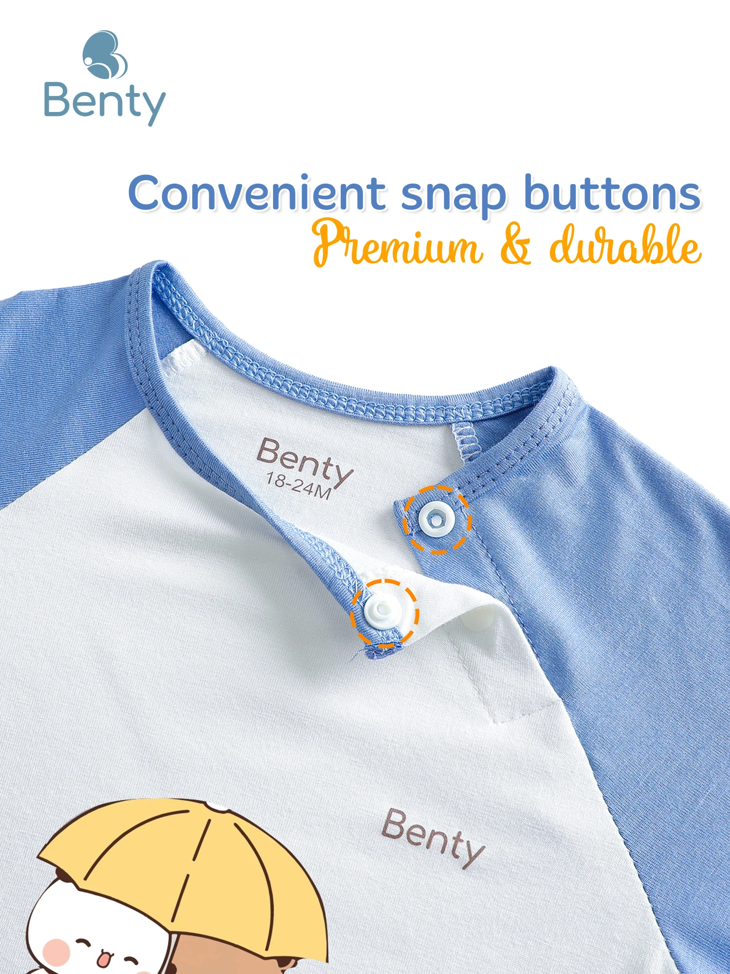 BENTY BT022 premium bear-print cross-snap set for kids