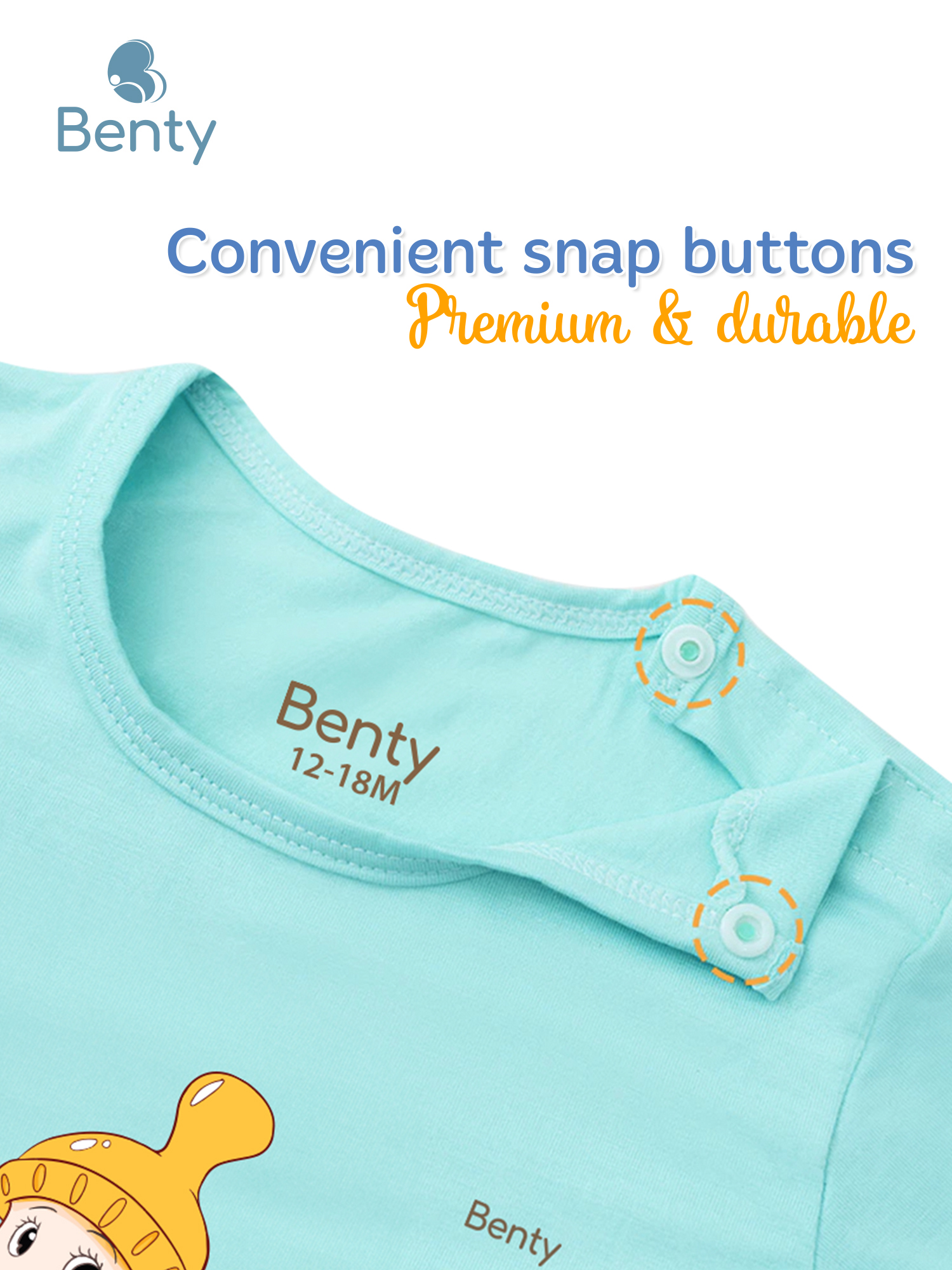 BENTY BT006 shoulder button short set, comfy for kids