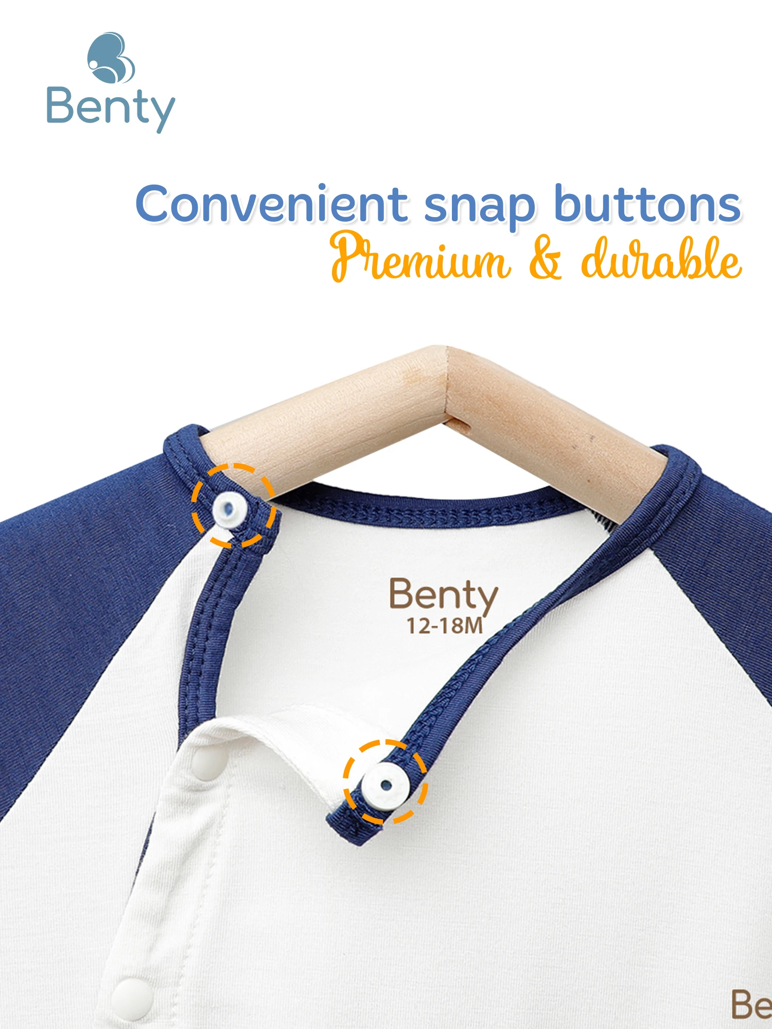 BENTY basic plain short-sleeved bodysuit with a side snap closure for babies