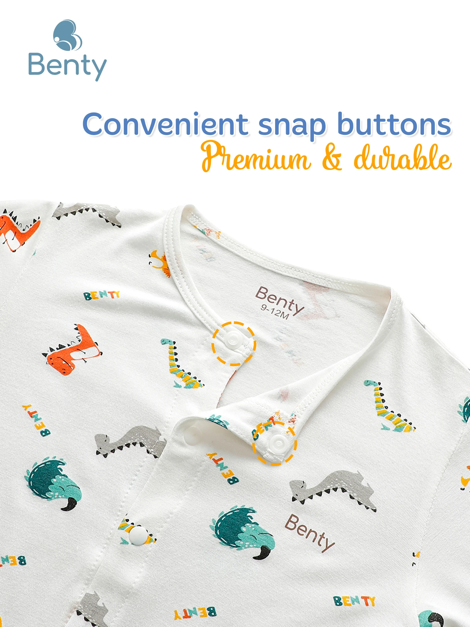 BENTY long-sleeved bodysuit with full print, cute design for babies