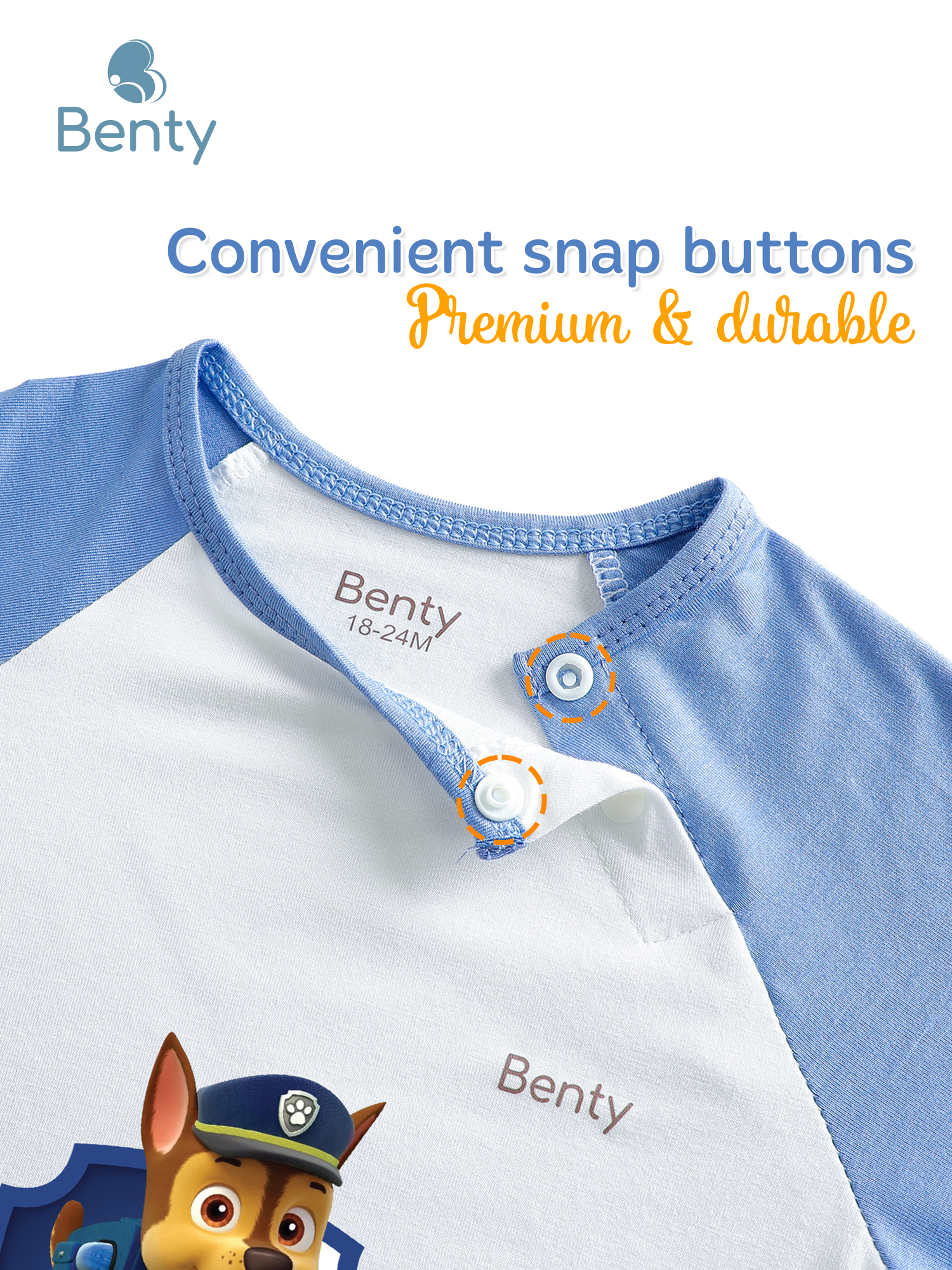 BENTY Paw Patrol cross-pin long sleeve outfit-soft