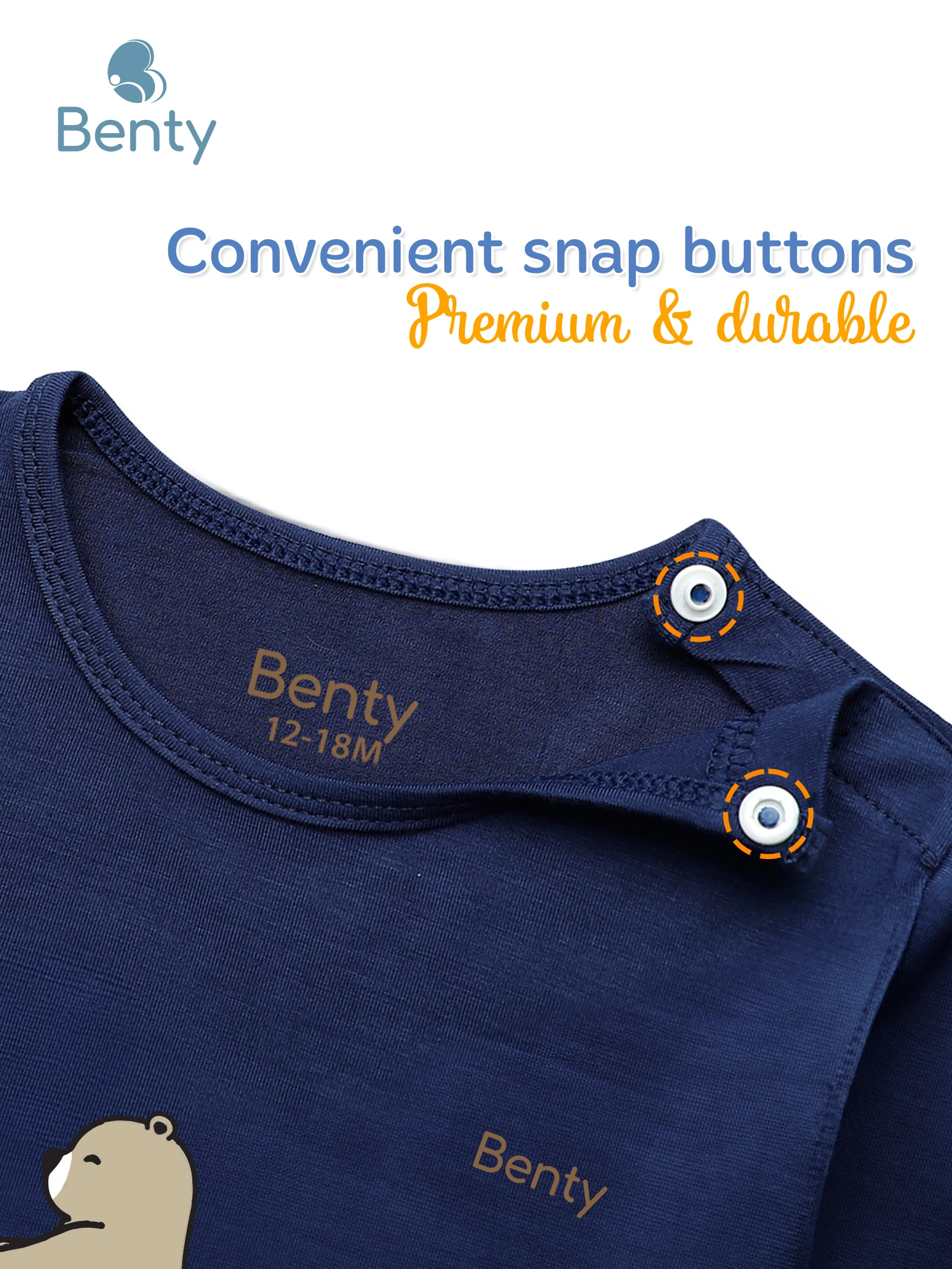 BENTY BT001 baby long-sleeve shoulder-snap set