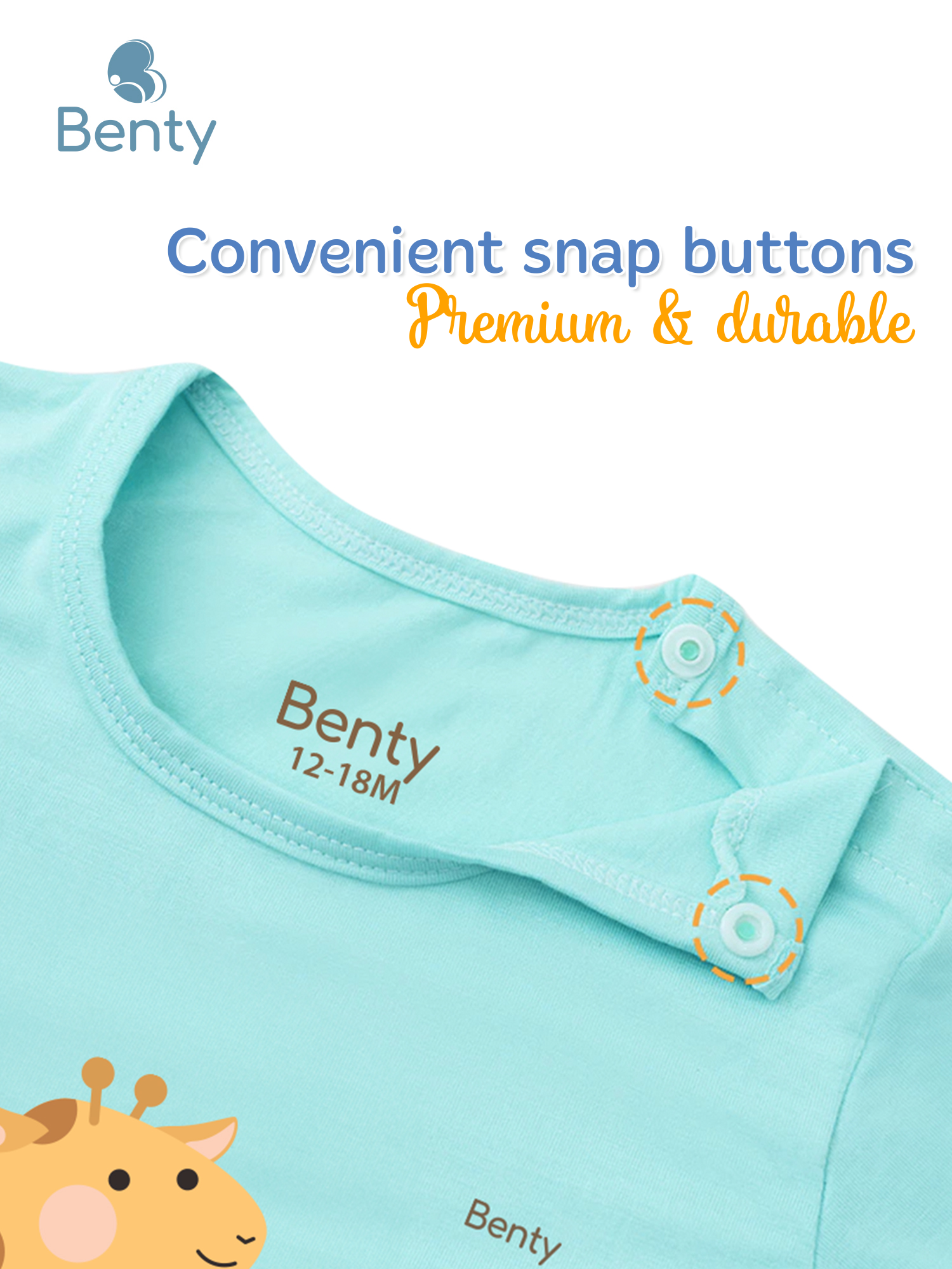 BENTY BT003 deer print shoulder button set, soft kidswear