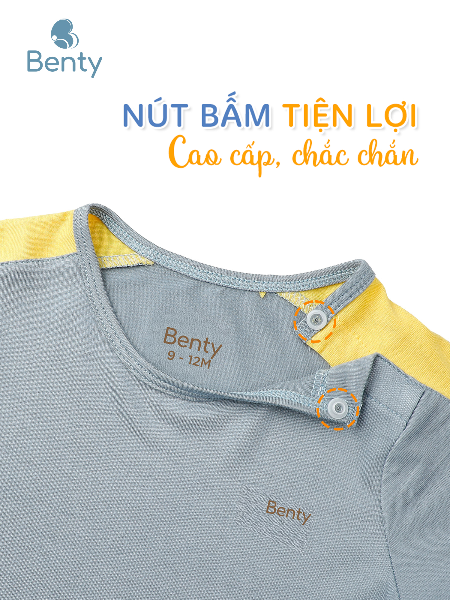 Bộ cộc tay cài vai nền xanh than phối vai Benty Street mềm mịn