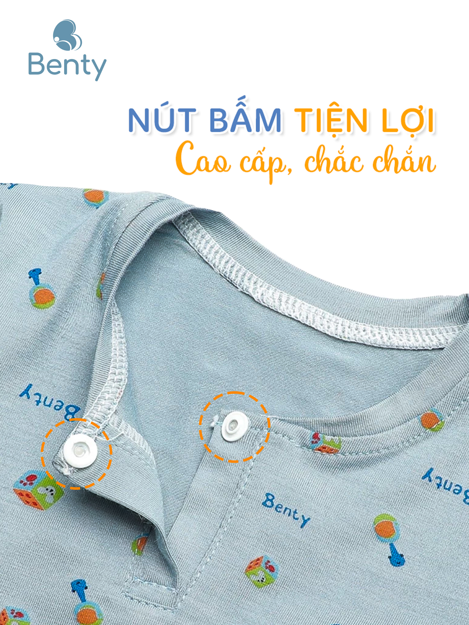 Dài tay cổ trụ họa tiết BENTY chất vải mềm mịn cao cấp cho bé