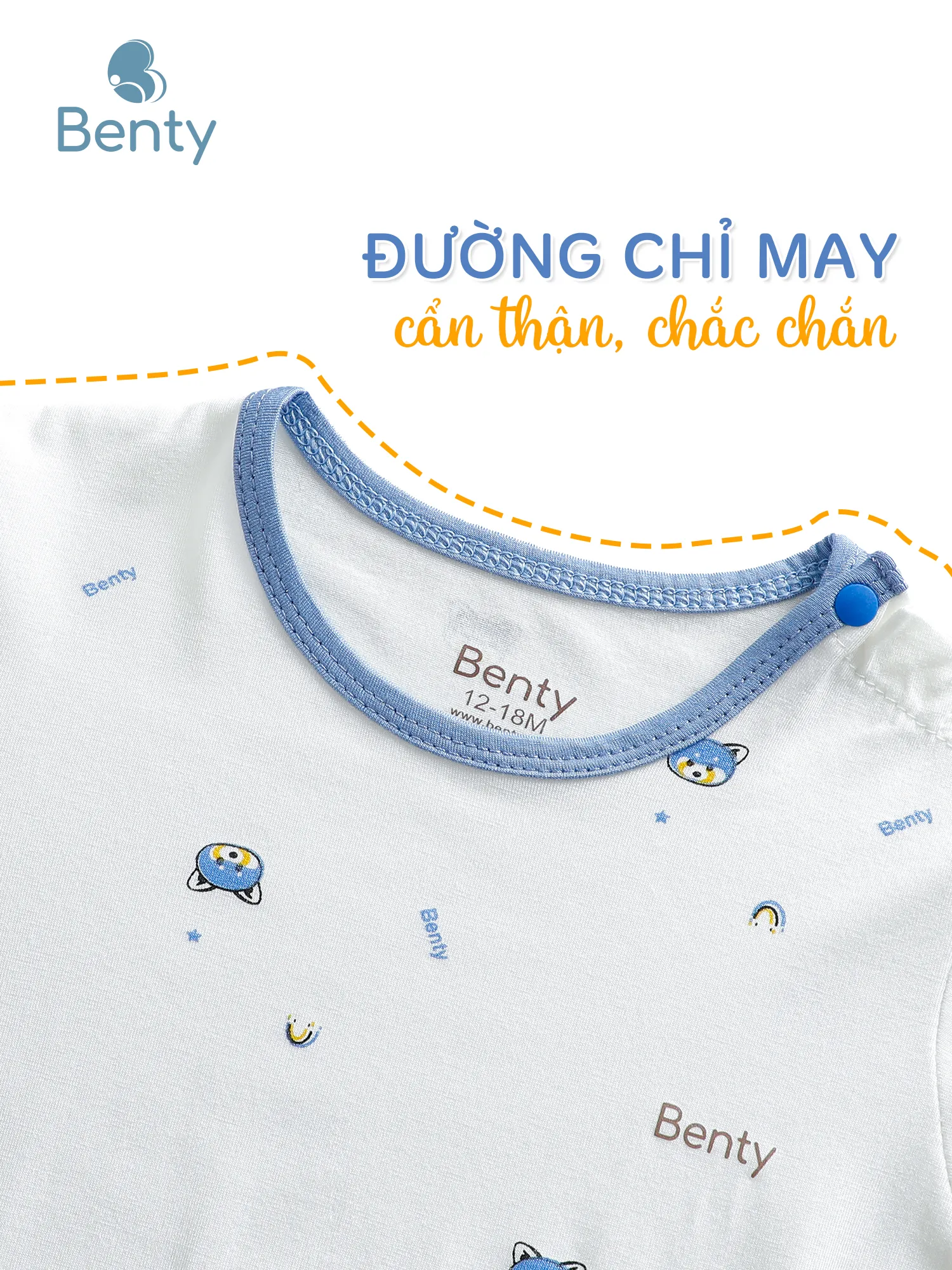 Bộ cộc tay cài vai họa tiết BENTY dễ thương cho bé