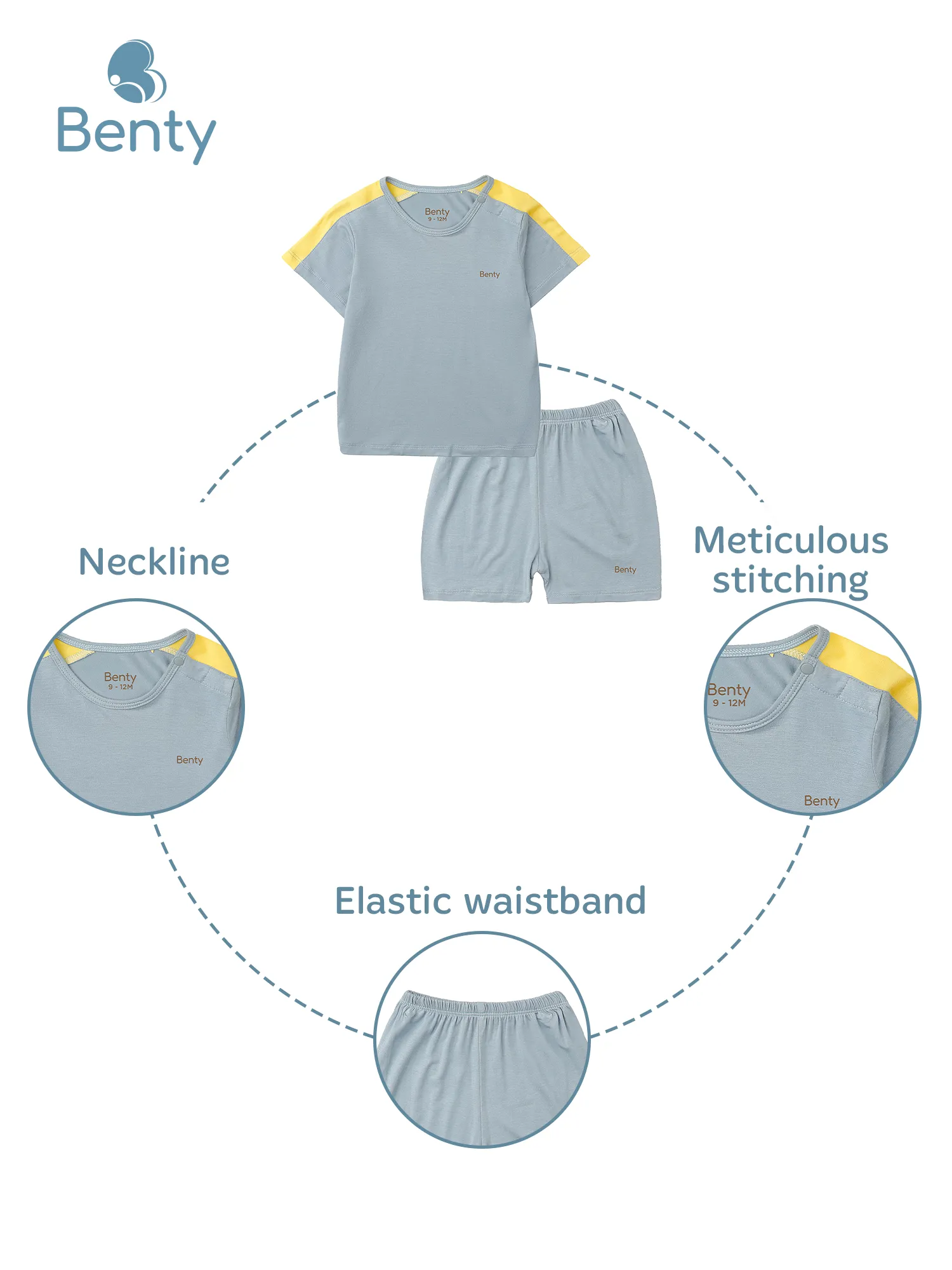 BENTY Street short sleeve shoulder button set