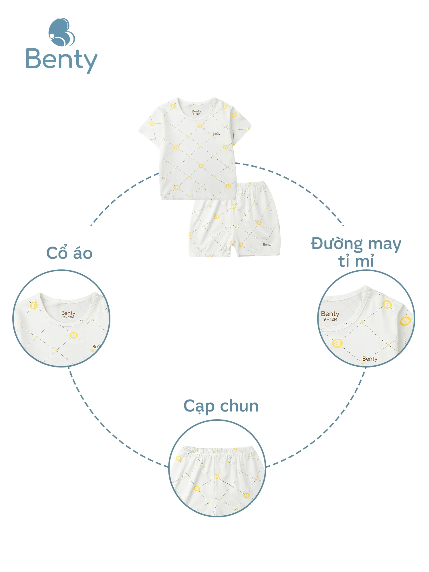 Cộc tay cài vai full họa tiết BENTY chất mềm mát