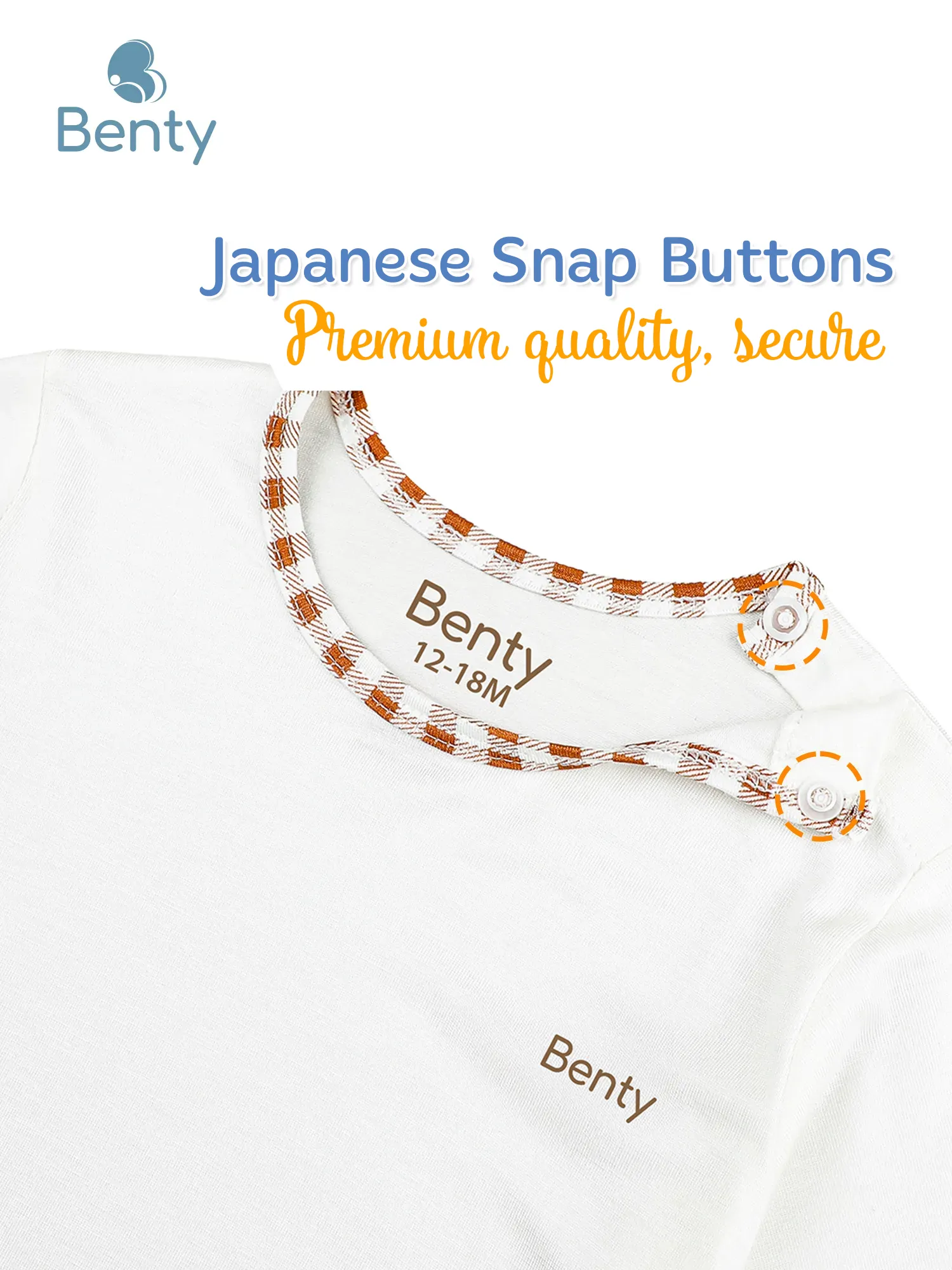 BENTY cute long shoulder-button outfit with plaid accents