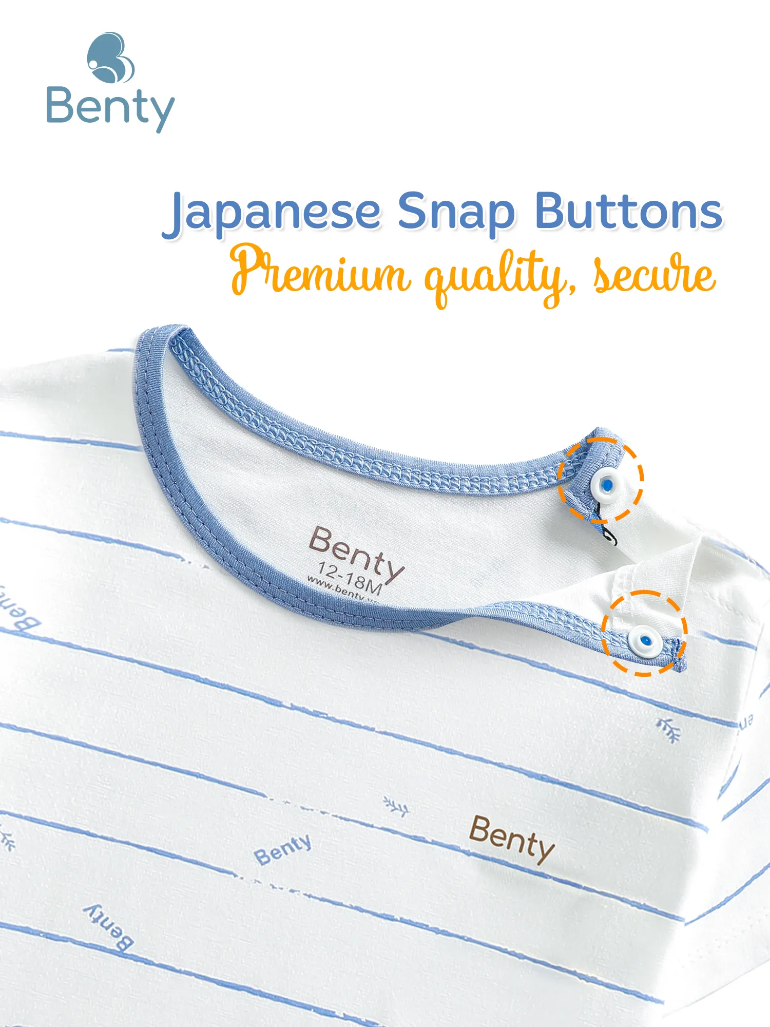 BENTY short sleeve shoulder button striped set gentle on baby