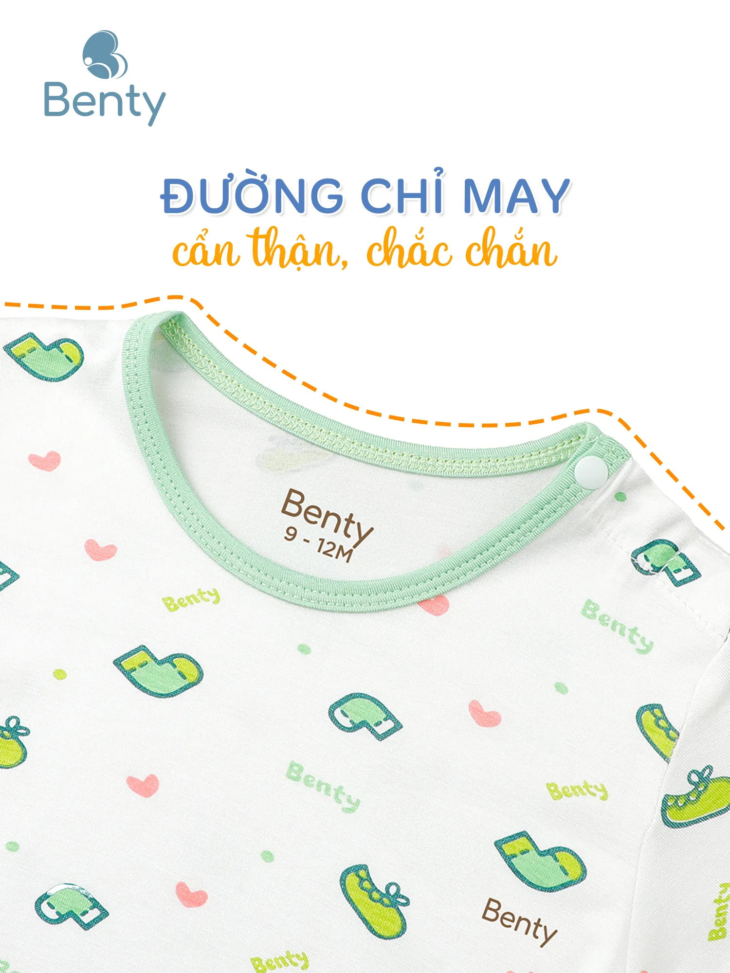 Bộ cộc tay cài vai BENTY họa tiết, đáng yêu cho bé