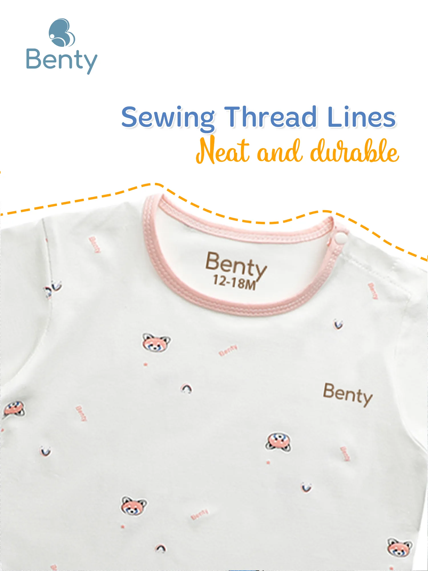 BENTY short sleeve shoulder button set in pink pattern soft