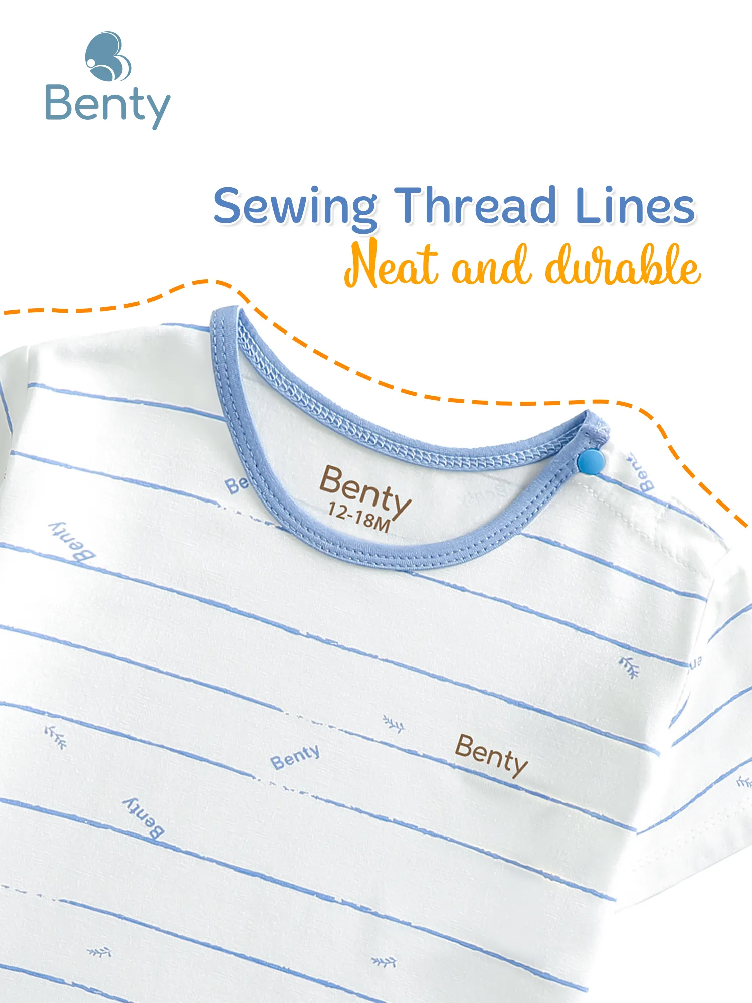 BENTY short sleeve shoulder button striped set gentle on baby