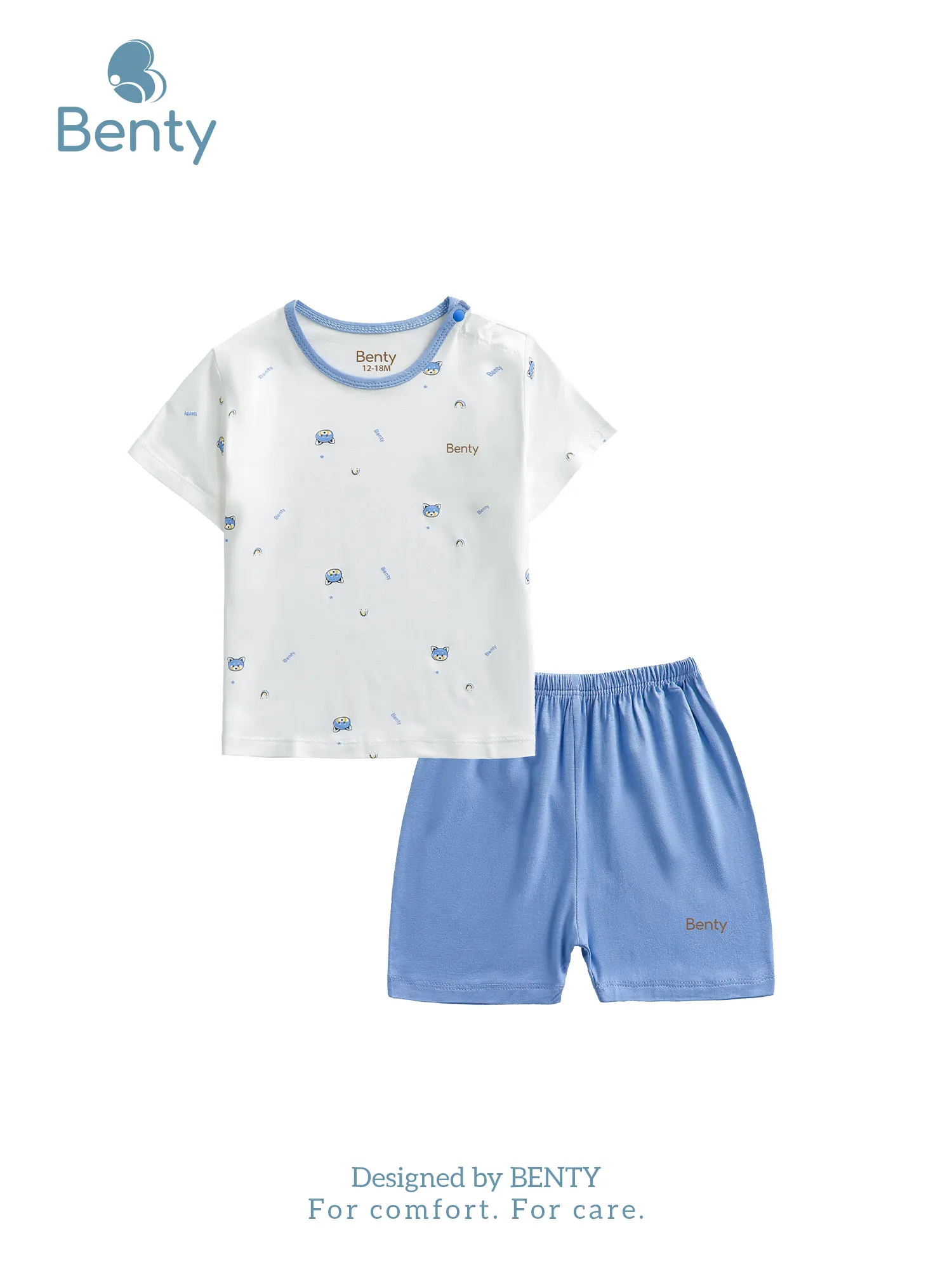 Bộ cộc tay cài vai họa tiết BENTY dễ thương cho bé