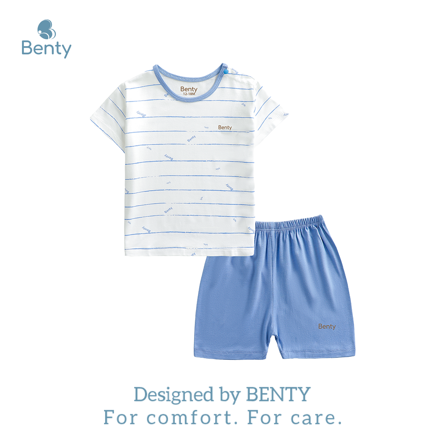 Bộ cộc tay cài vai sọc BENTY co giãn an toàn da bé