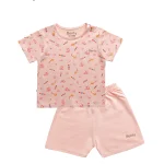 Bộ cộc tay cài vai họa tiết hồng BENTY mềm mịn mát