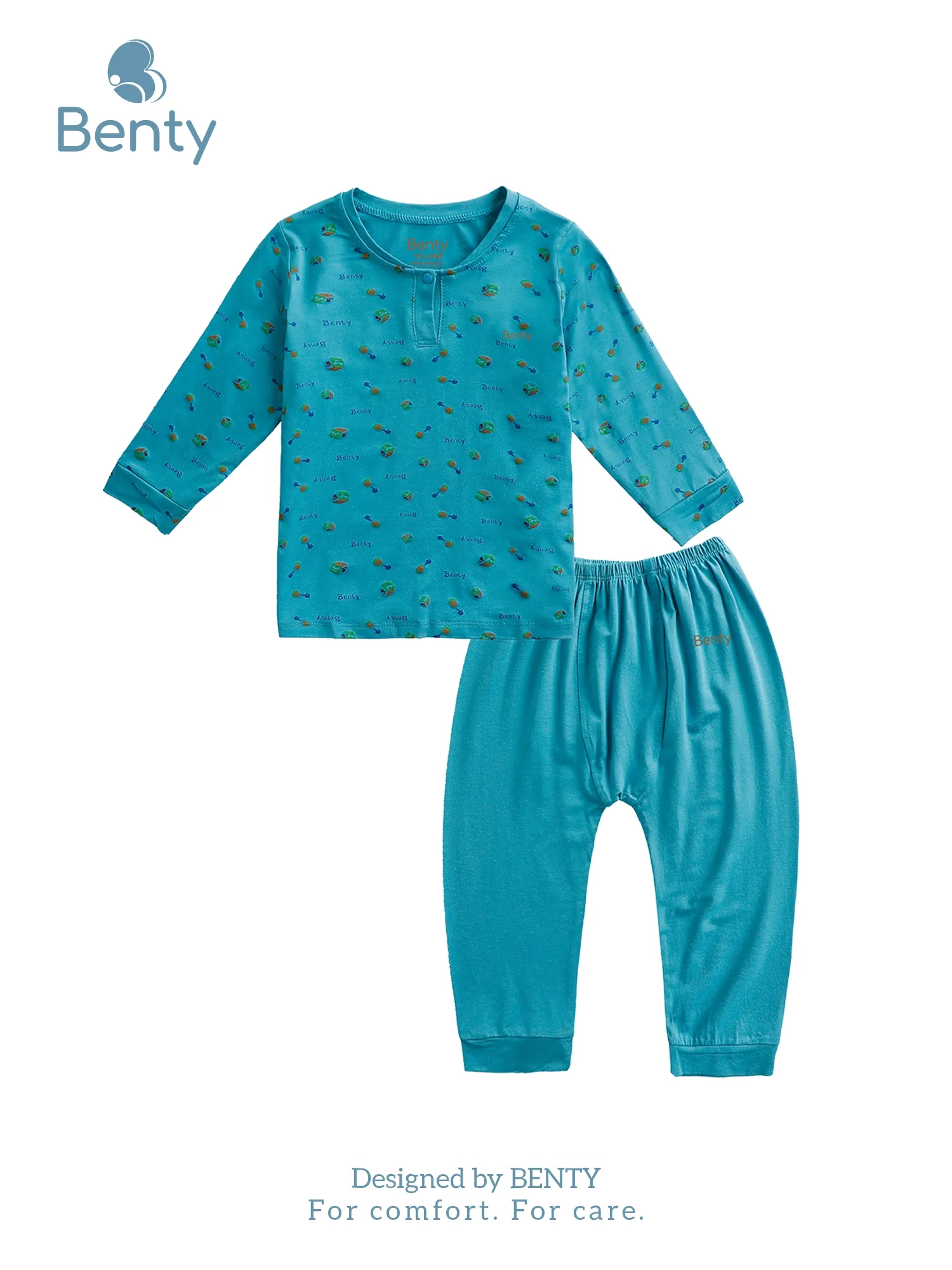 BENTY soft and smooth long-sleeve patterned polo set