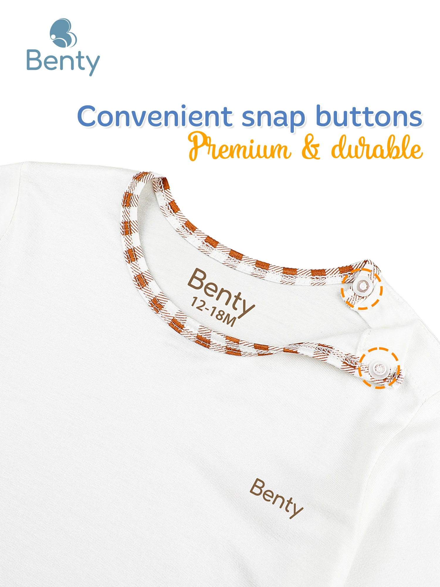 BENTY cute long shoulder-button outfit with plaid accents