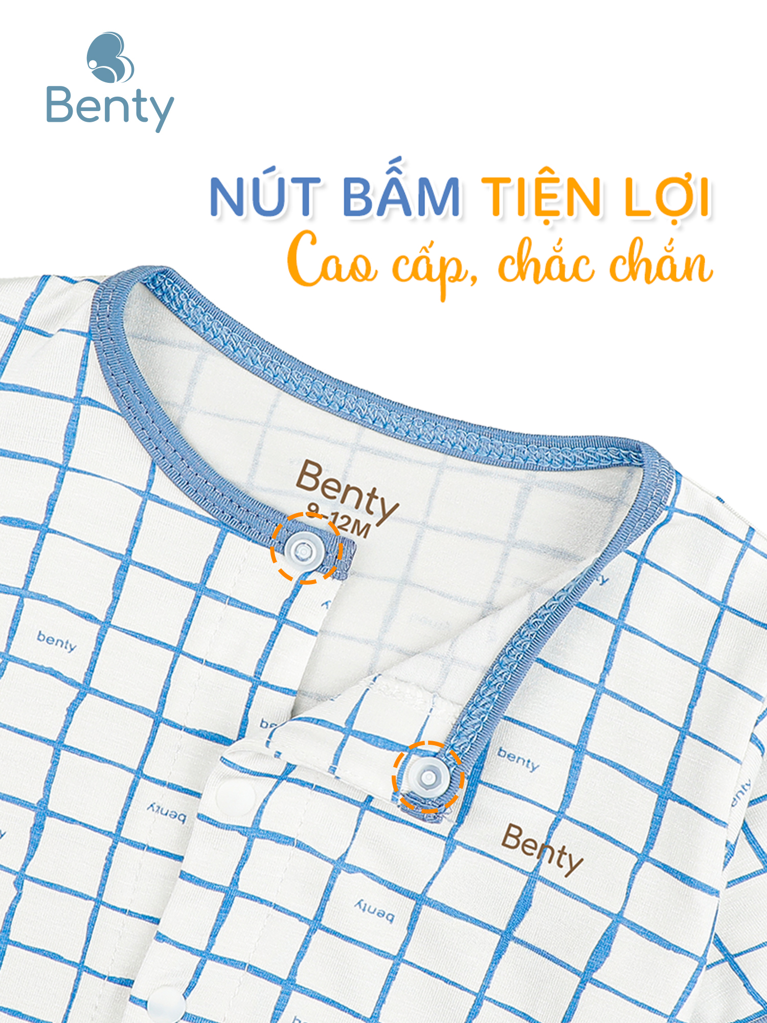 Body cộc tay cài giữa họa tiết caro ô vuông BENTY mềm mại