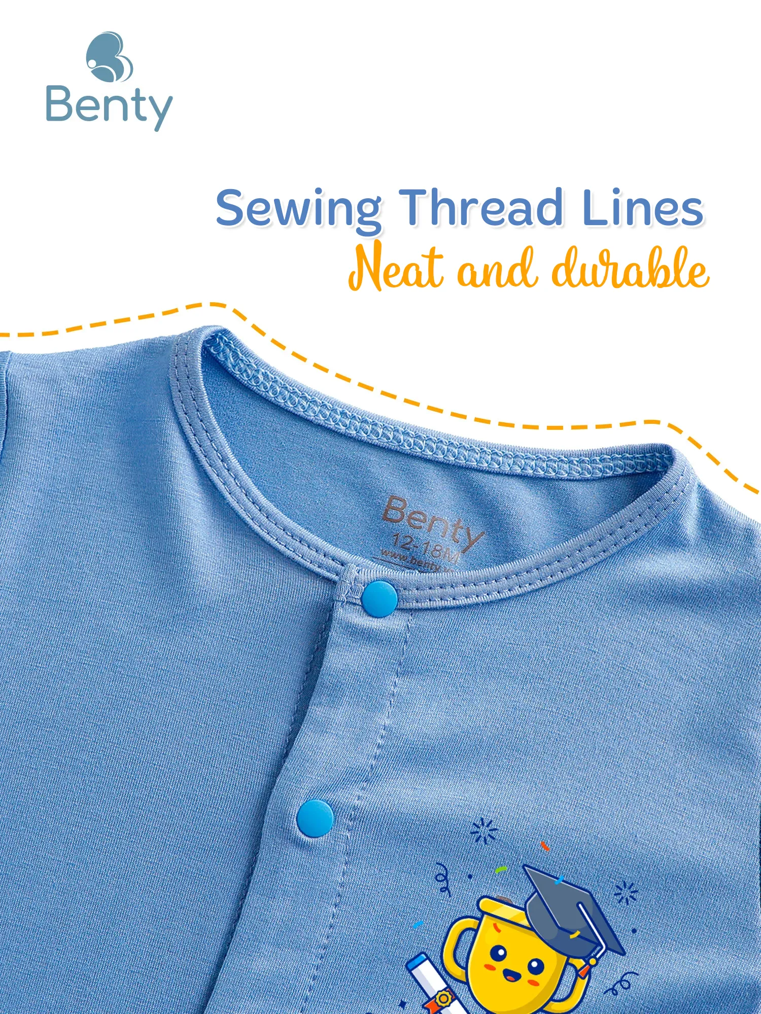 BENTY BT118 champion print short-sleeved bodysuit with center snap closure