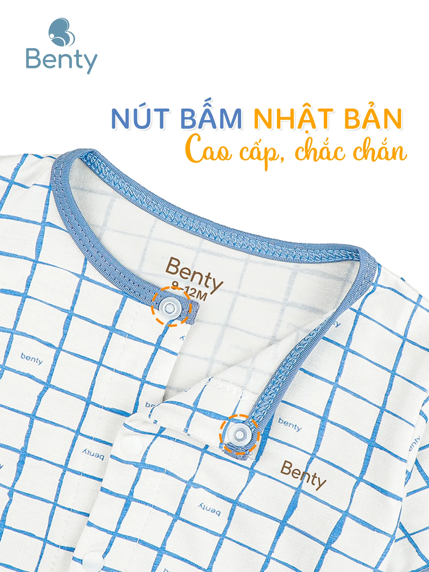 Body cộc tay cài giữa họa tiết caro ô vuông BENTY mềm mại