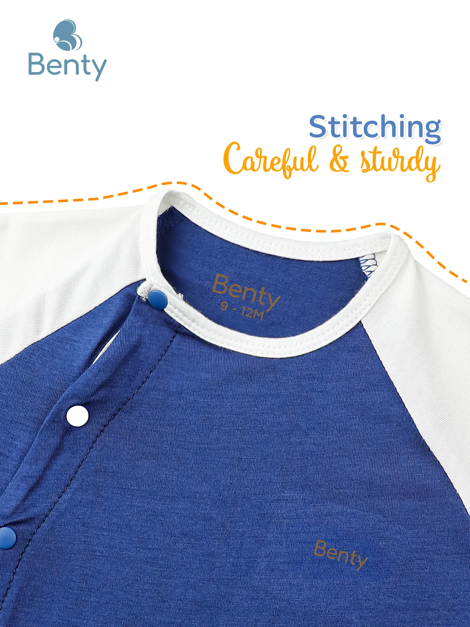 BENTY basic color-block short-sleeved bodysuit with side snap closure