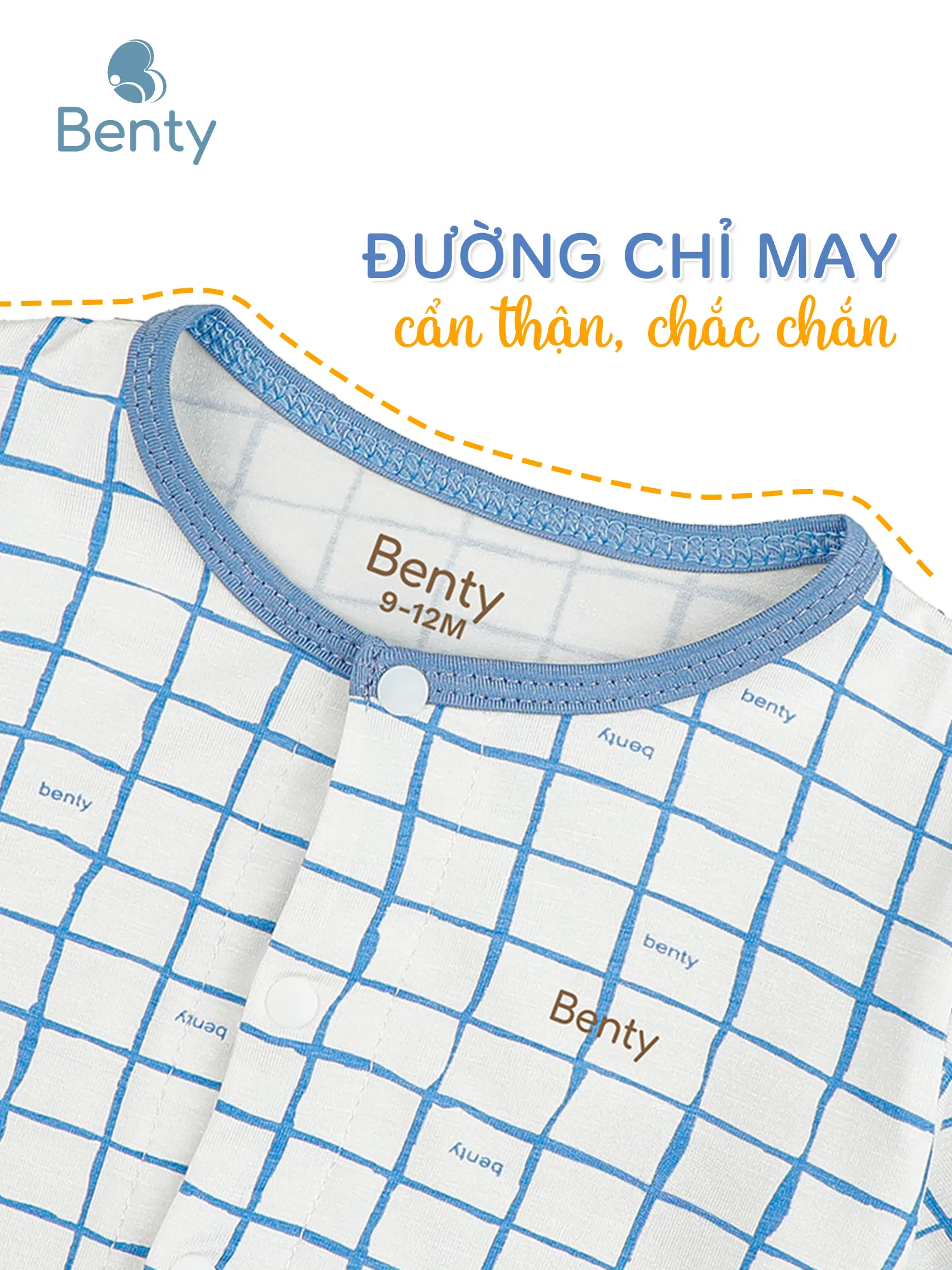 Body cộc tay cài giữa họa tiết caro ô vuông BENTY mềm mại