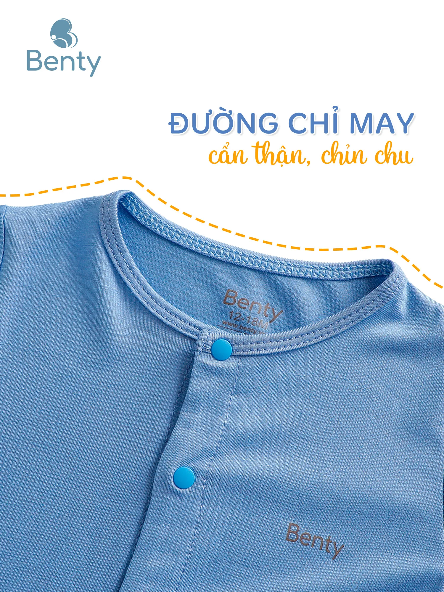 Body cộc tay cài giữa BENTY chất vải mềm mịn an toàn cho làn da bé