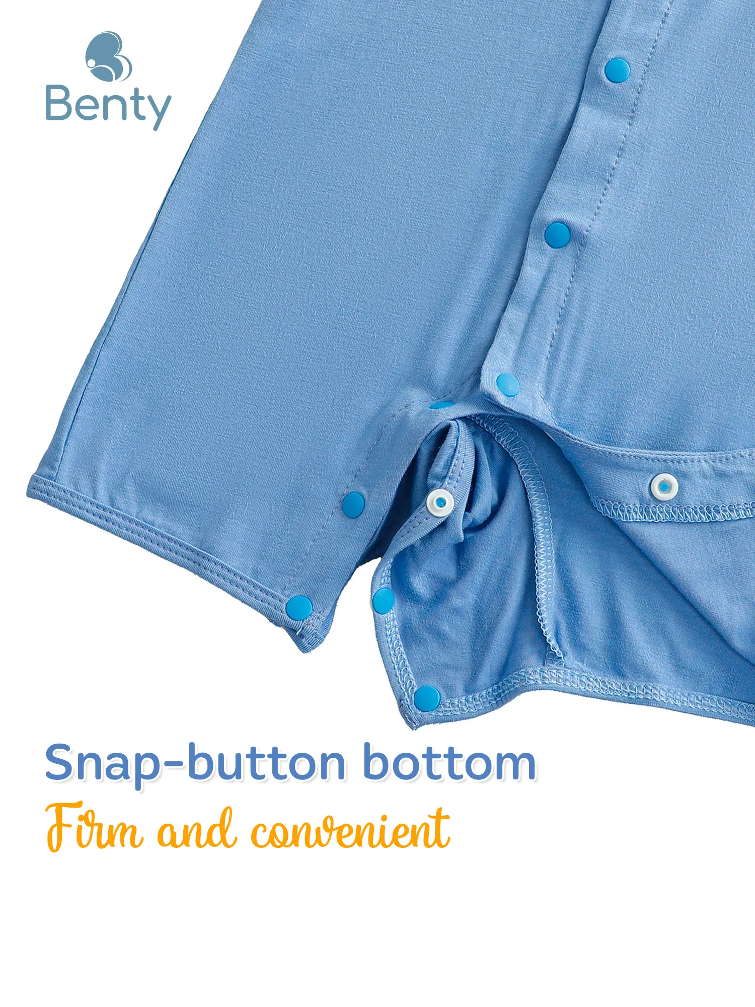 BENTY soft short-sleeved bodysuit with center snaps, skin-safe