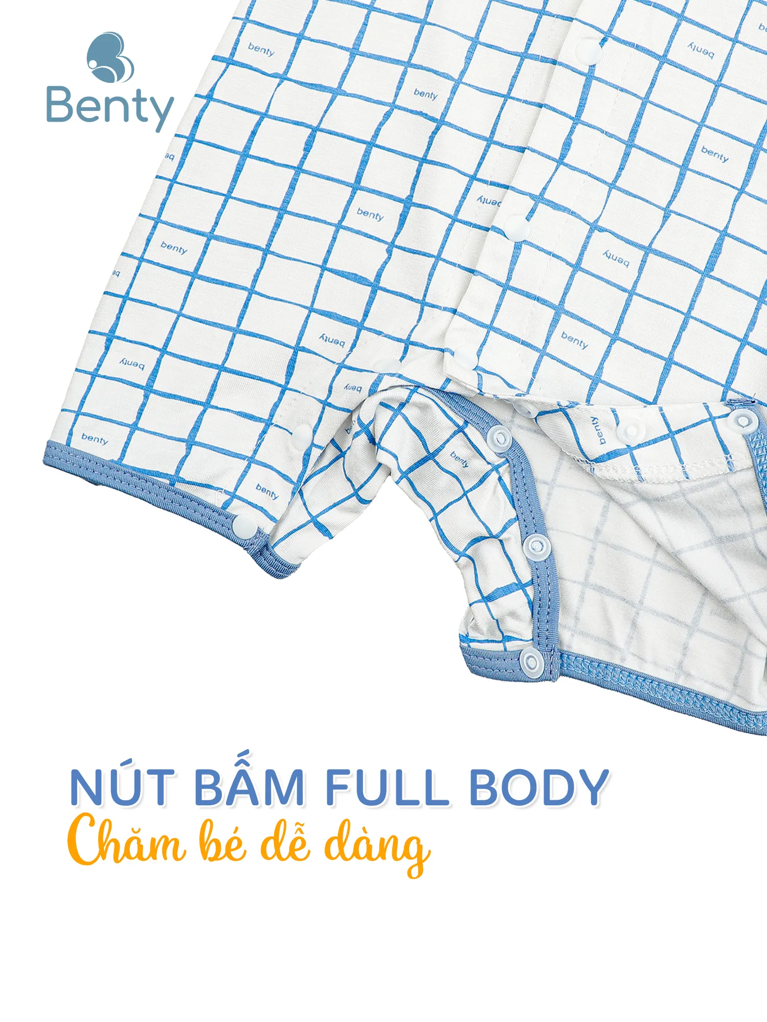 Body cộc tay cài giữa họa tiết caro ô vuông BENTY mềm mại