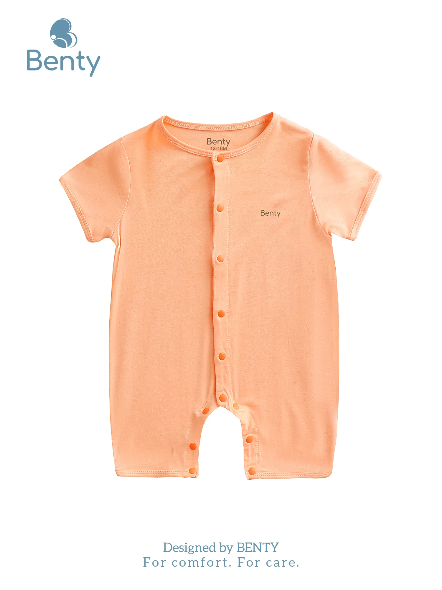 BENTY soft short-sleeved bodysuit with center snaps, skin-safe
