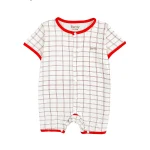 BENTY soft short-sleeved bodysuit with center snap and check pattern