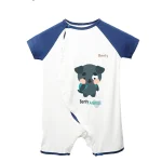 BENTY BT018 short-sleeved bodysuit with side snap closure, printed a cute dog