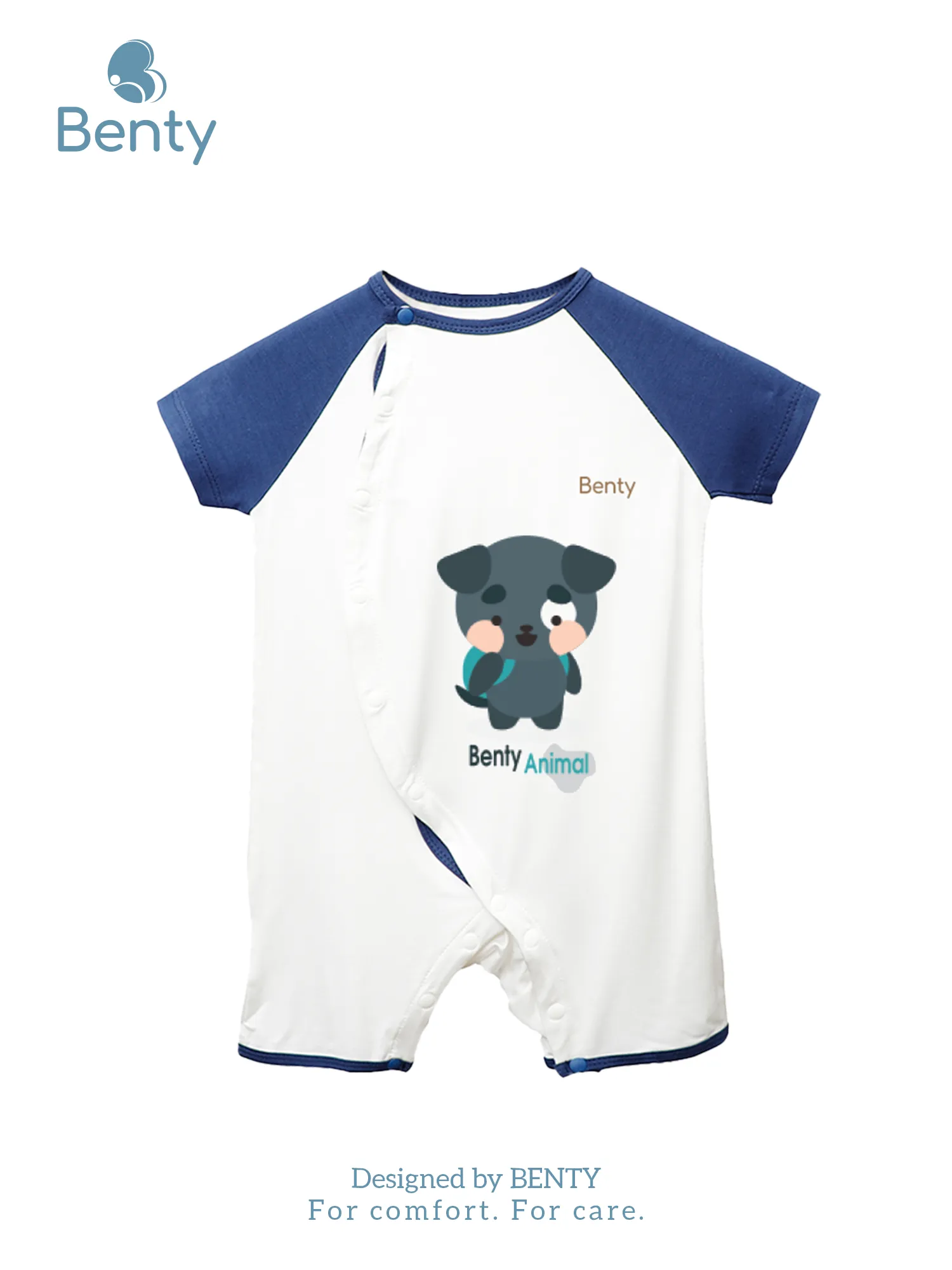 Body cộc cài lệch BT018 in hình chú chó đi học BENTY dễ mến