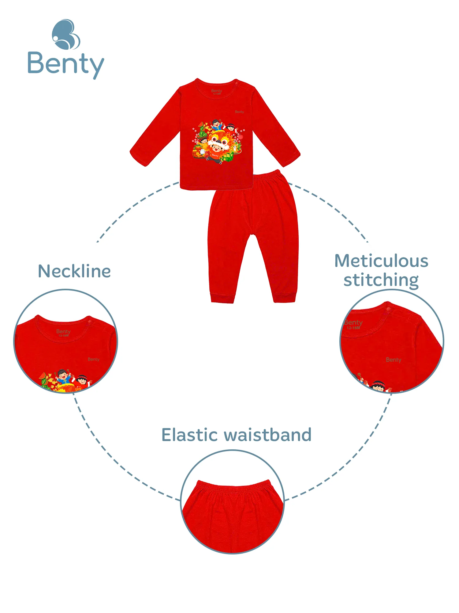 BENTY BT060 long-sleeve shoulder-button outfit for kid