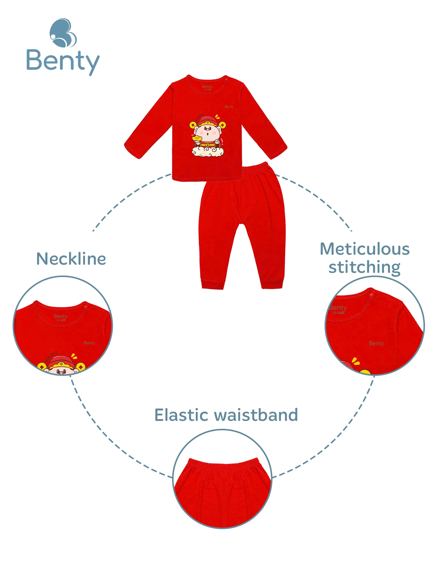 BENTY BT059 long-sleeve shoulder-buttoned baby outfit