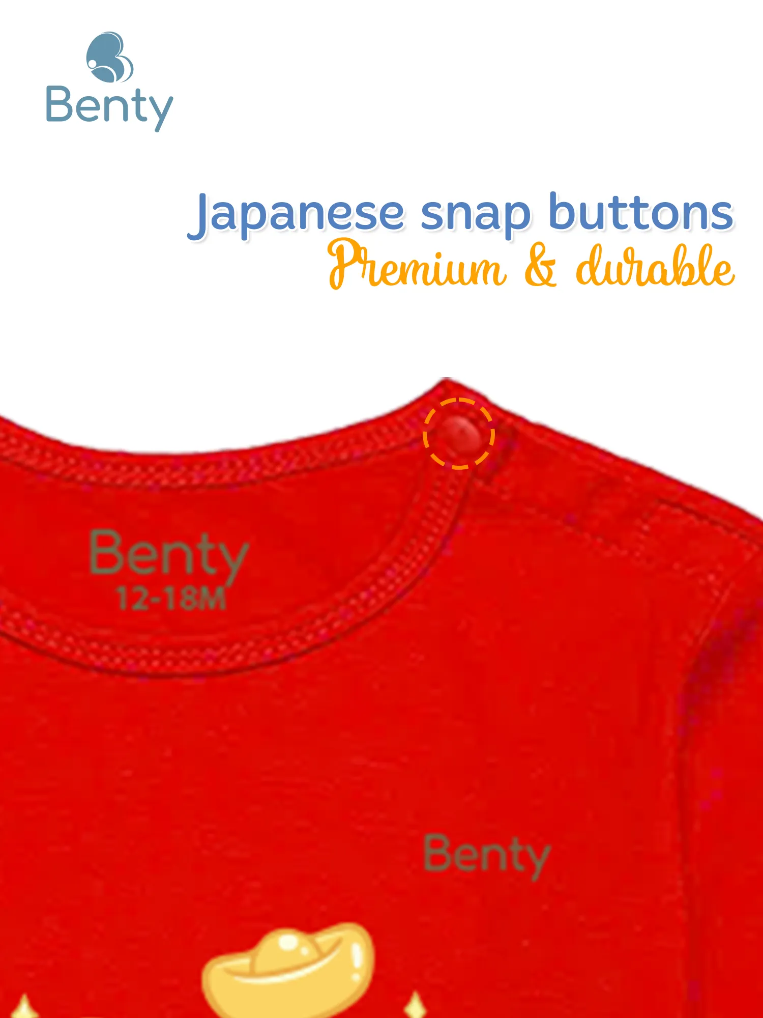 BENTY BT057 shoulder button short sleeve set, premium fabric for babies