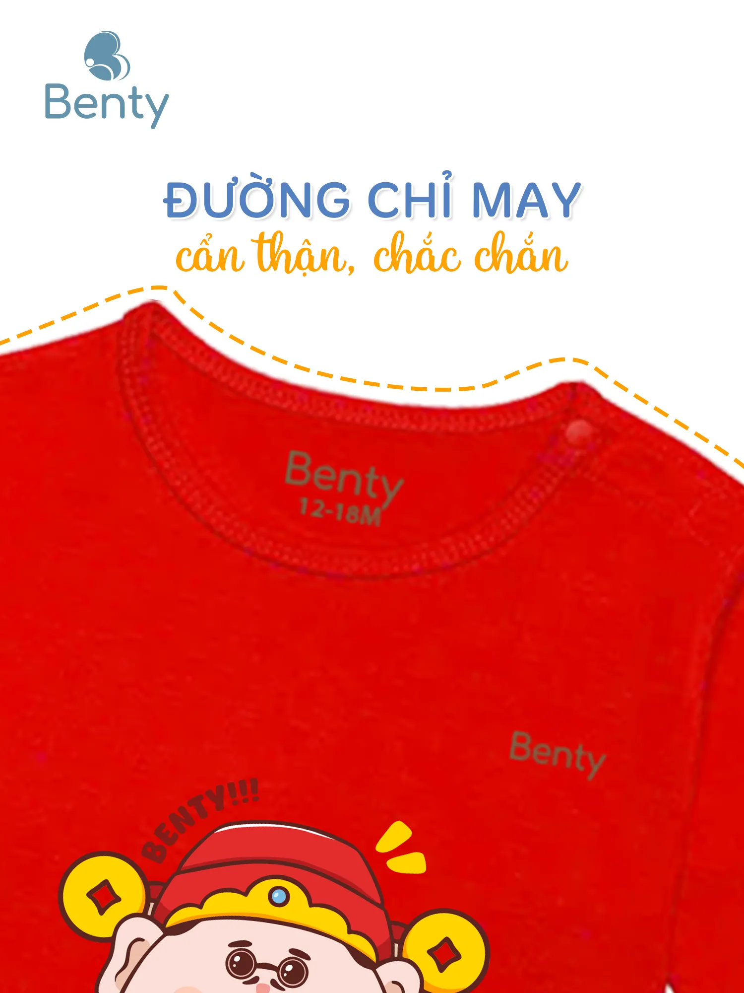 Dài tay cài vai Tết BT059 BENTY đồ bộ cao cấp bé vui Tết