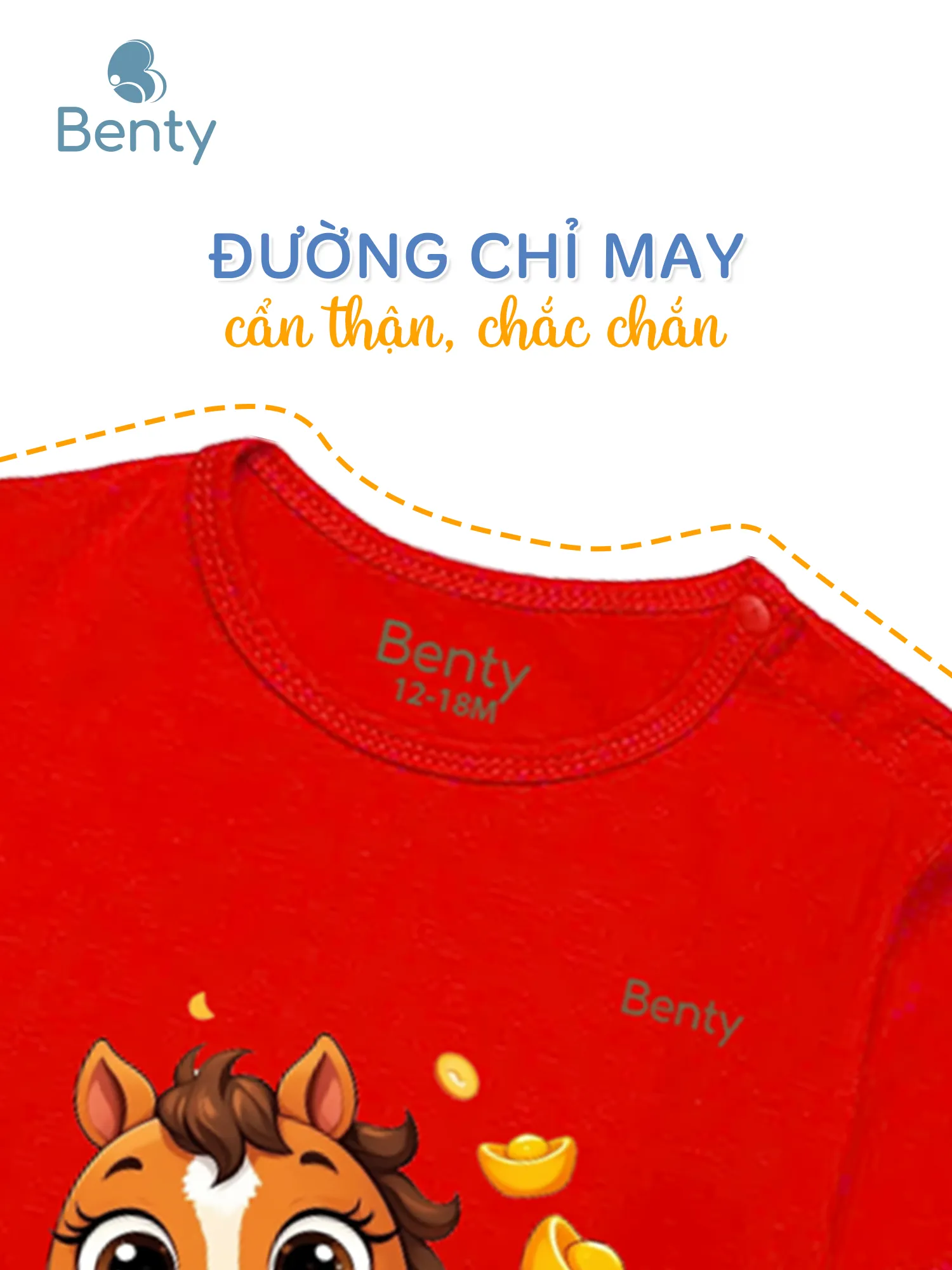 Bộ cộc tay cài vai Tết BENTY BT057 chất liệu cao cấp cho bé