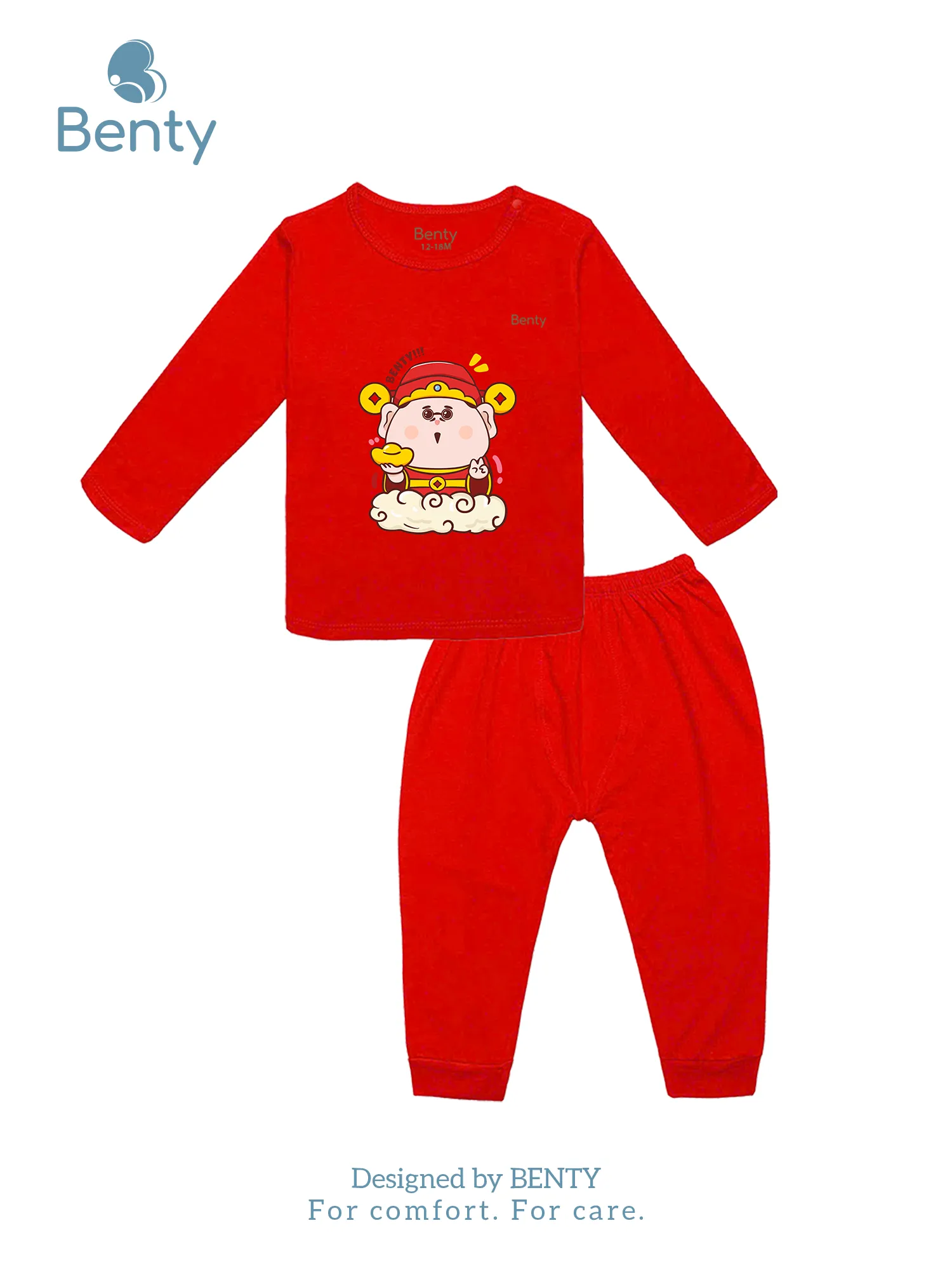 Dài tay cài vai Tết BT059 BENTY đồ bộ cao cấp bé vui Tết