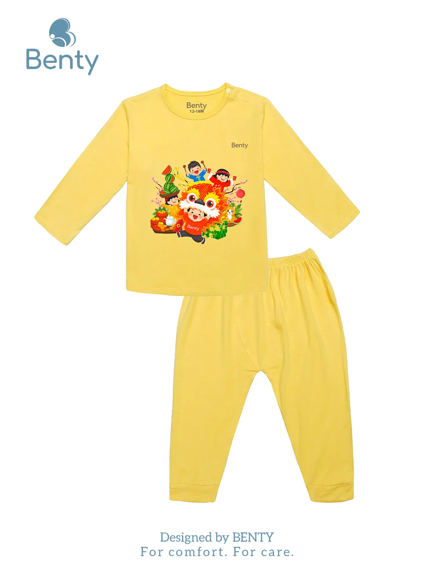 Dài tay cài vai Tết BT060 BENTY mềm mịn cho bé vui Tết