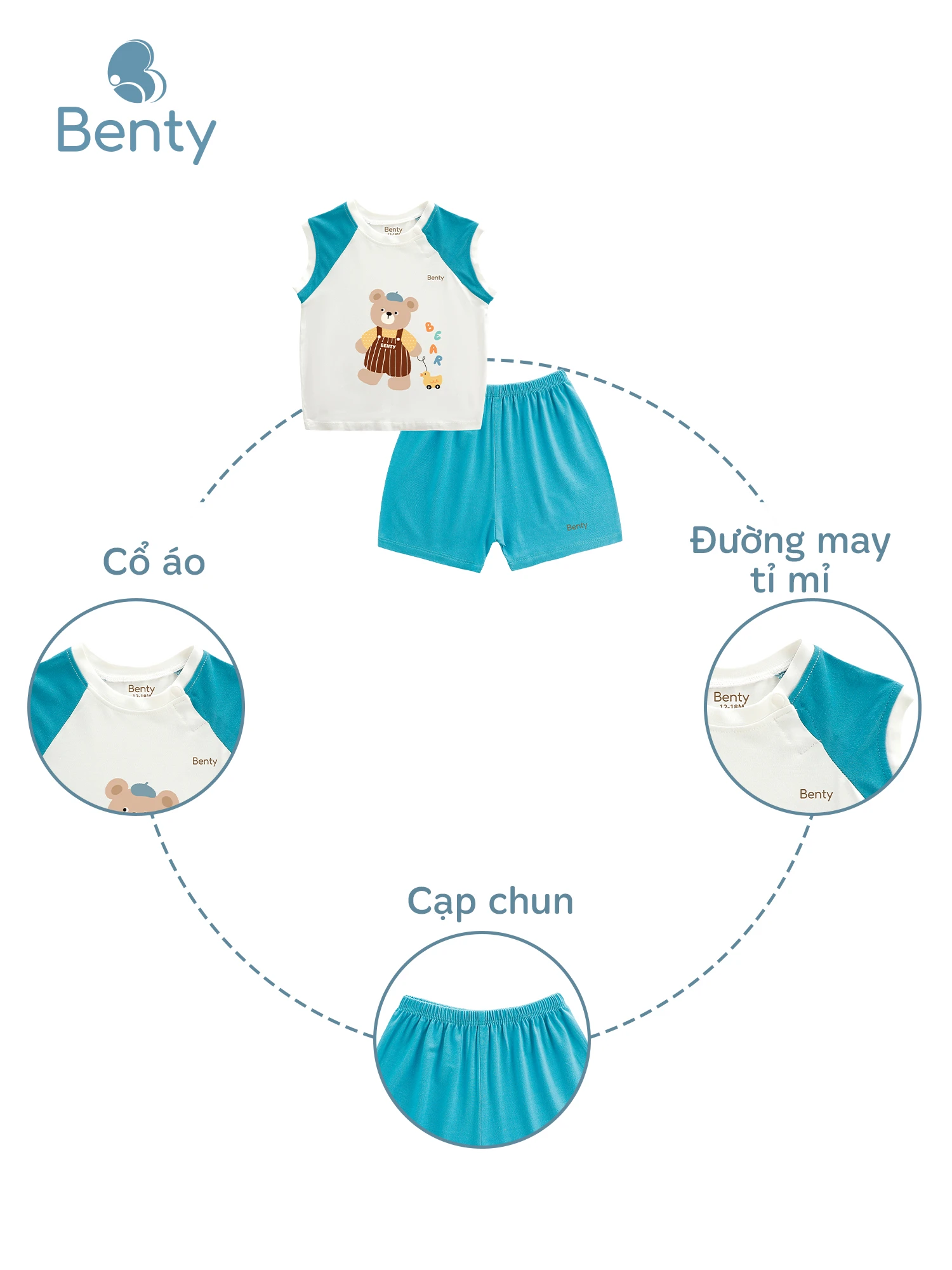 Bộ ba lỗ BENTY in BT127 đồ bộ cao cấp, bé mặc thoải mái