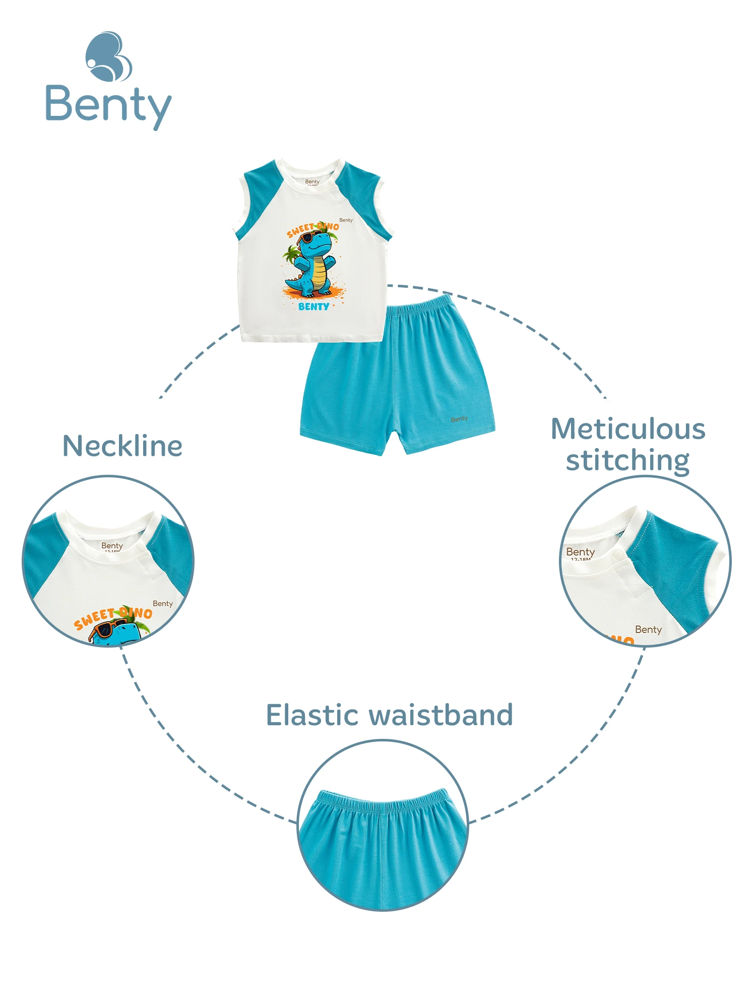 BENTY BT126 set tanktop set with snap closure, premium genuine babywear