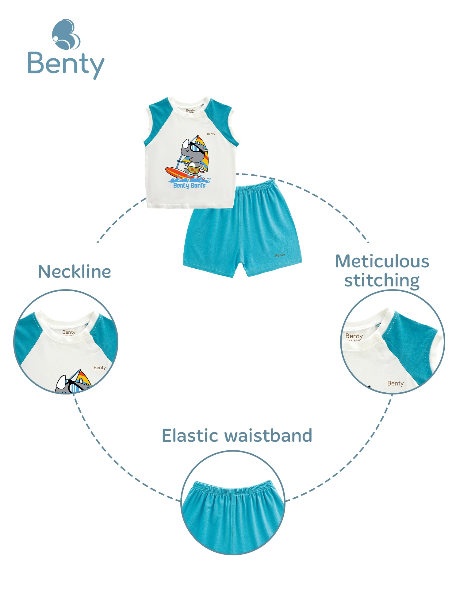 BENTY BT125 cute cross tank top set for baby boys and girls