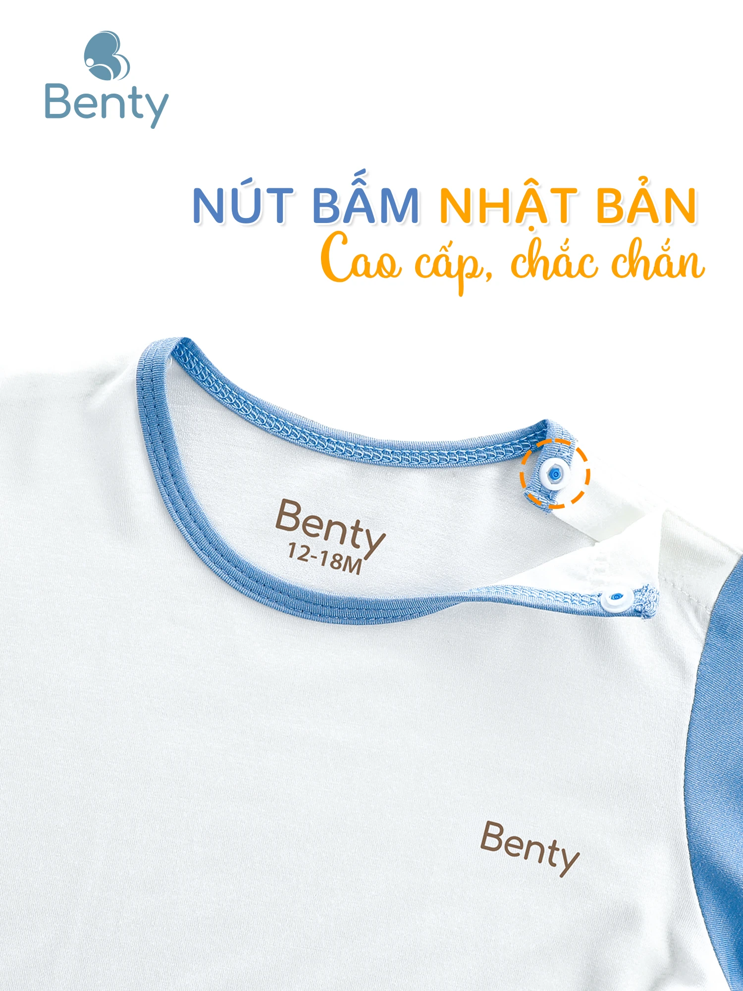 Bộ cộc tay cài vai phối tay BENTY thấm hút mồ hôi tốt cho bé