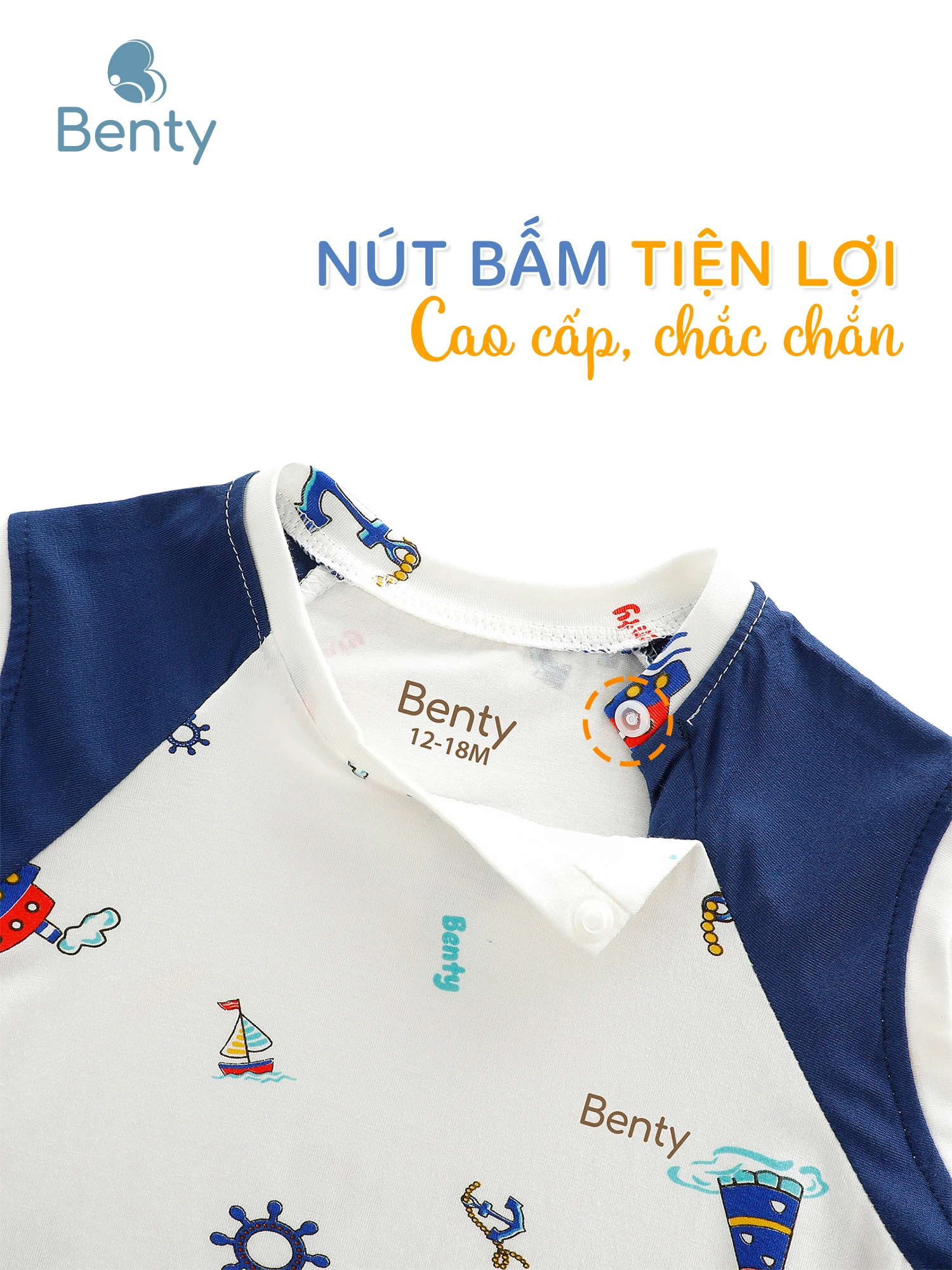 Bộ ba lỗ cài chéo BENTY họa tiết xinh yêu, chất cao cấp an toàn