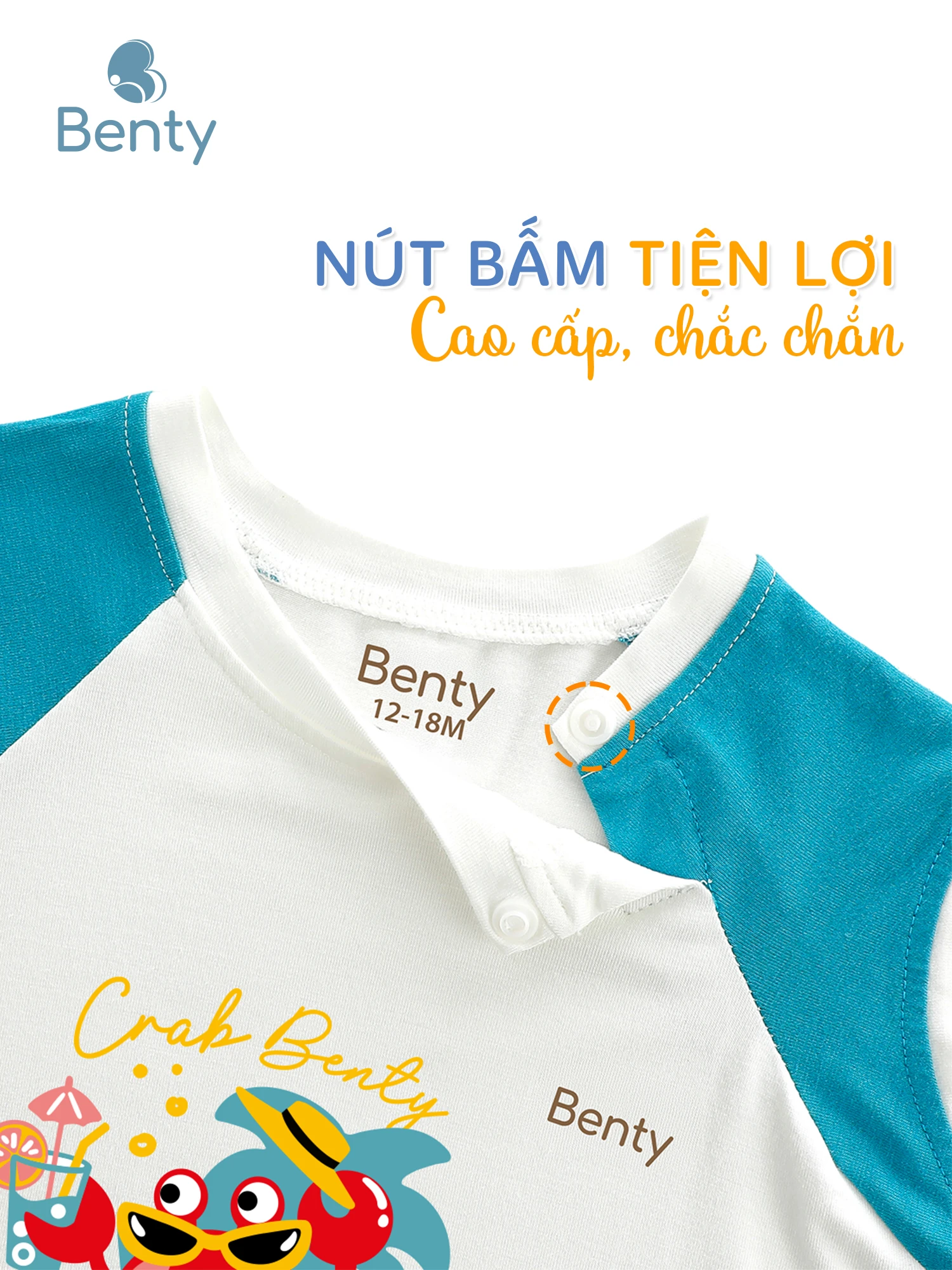 Bộ ba lỗ cài chéo BENTY in BT124 chất cao cấp, an toàn da bé