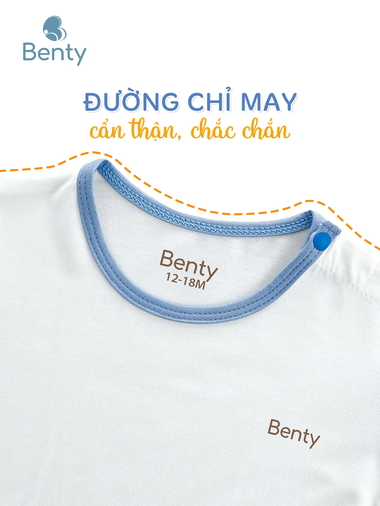 Bộ cộc tay cài vai phối tay BENTY thấm hút mồ hôi tốt cho bé