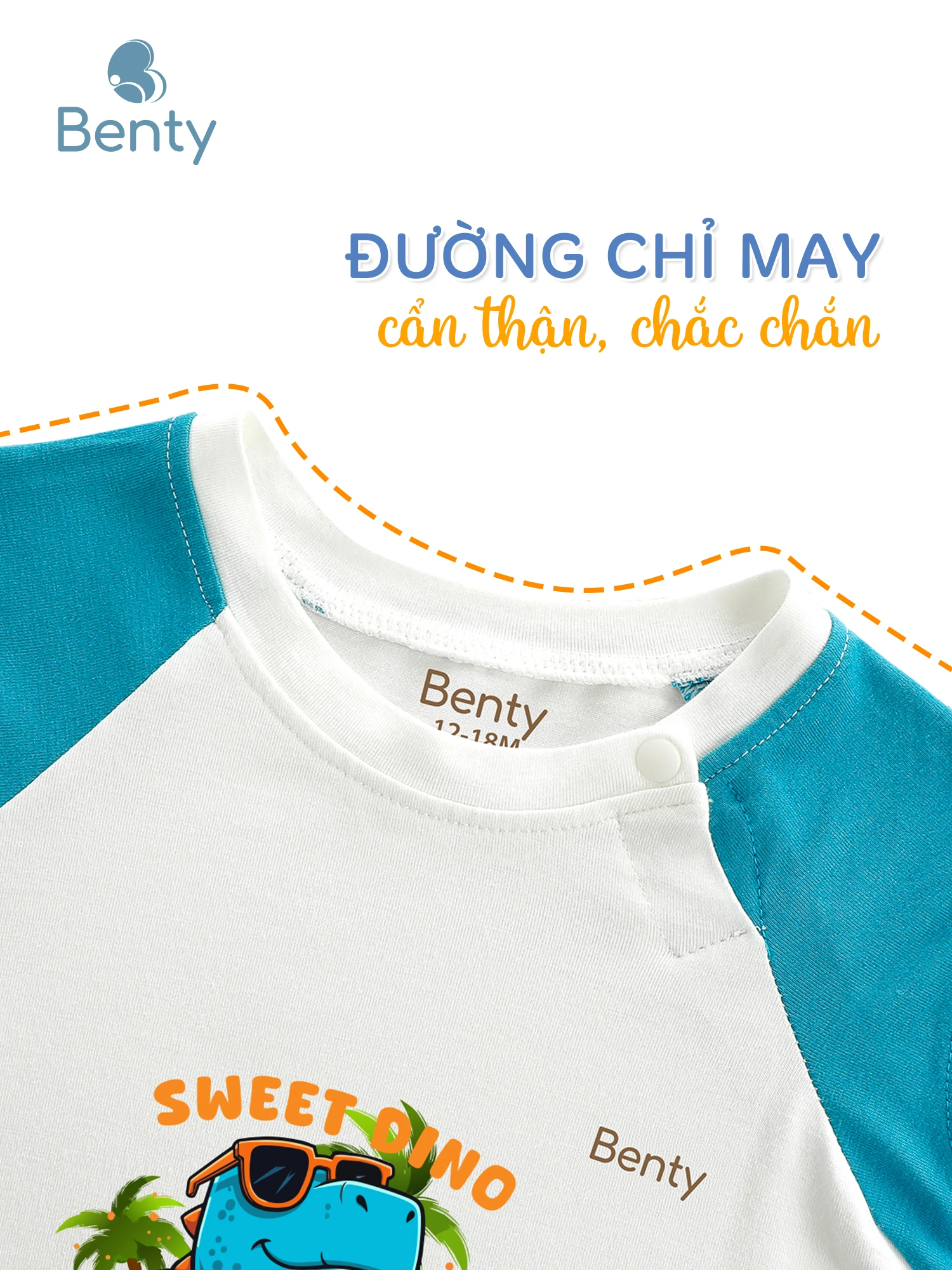 Bộ ba lỗ BENTY in BT126 có nút cài chéo,đồ bộ cao cấp chính hãng