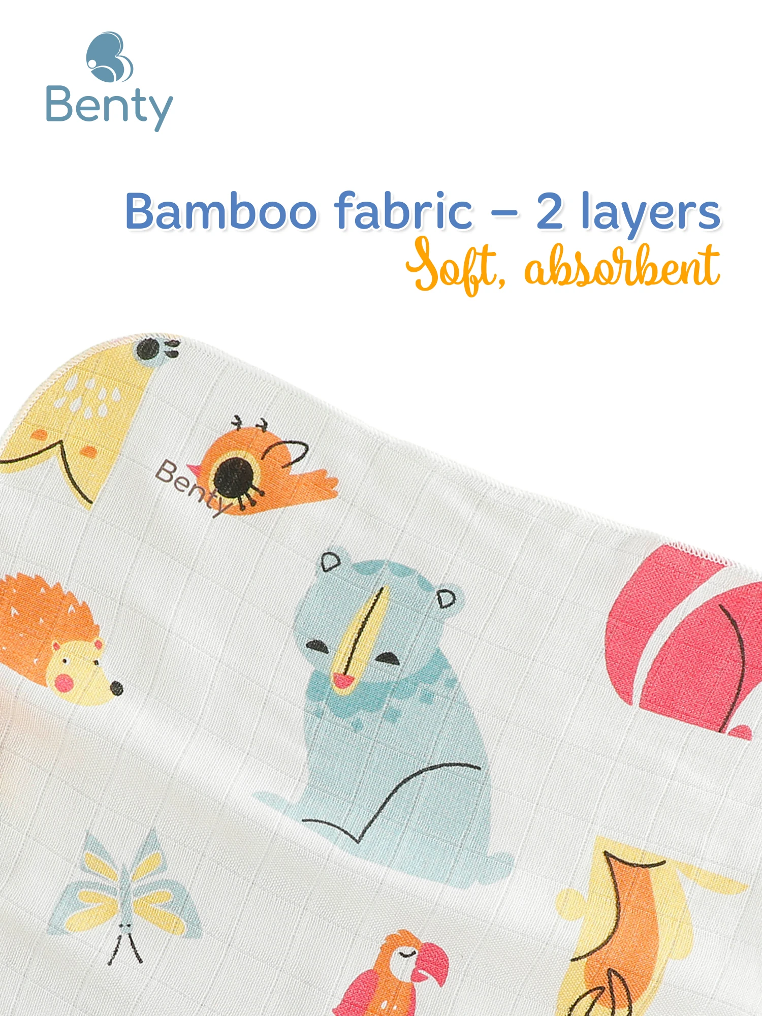 Benty patterned baby washcloths, soft & gentle, safe 5-pack